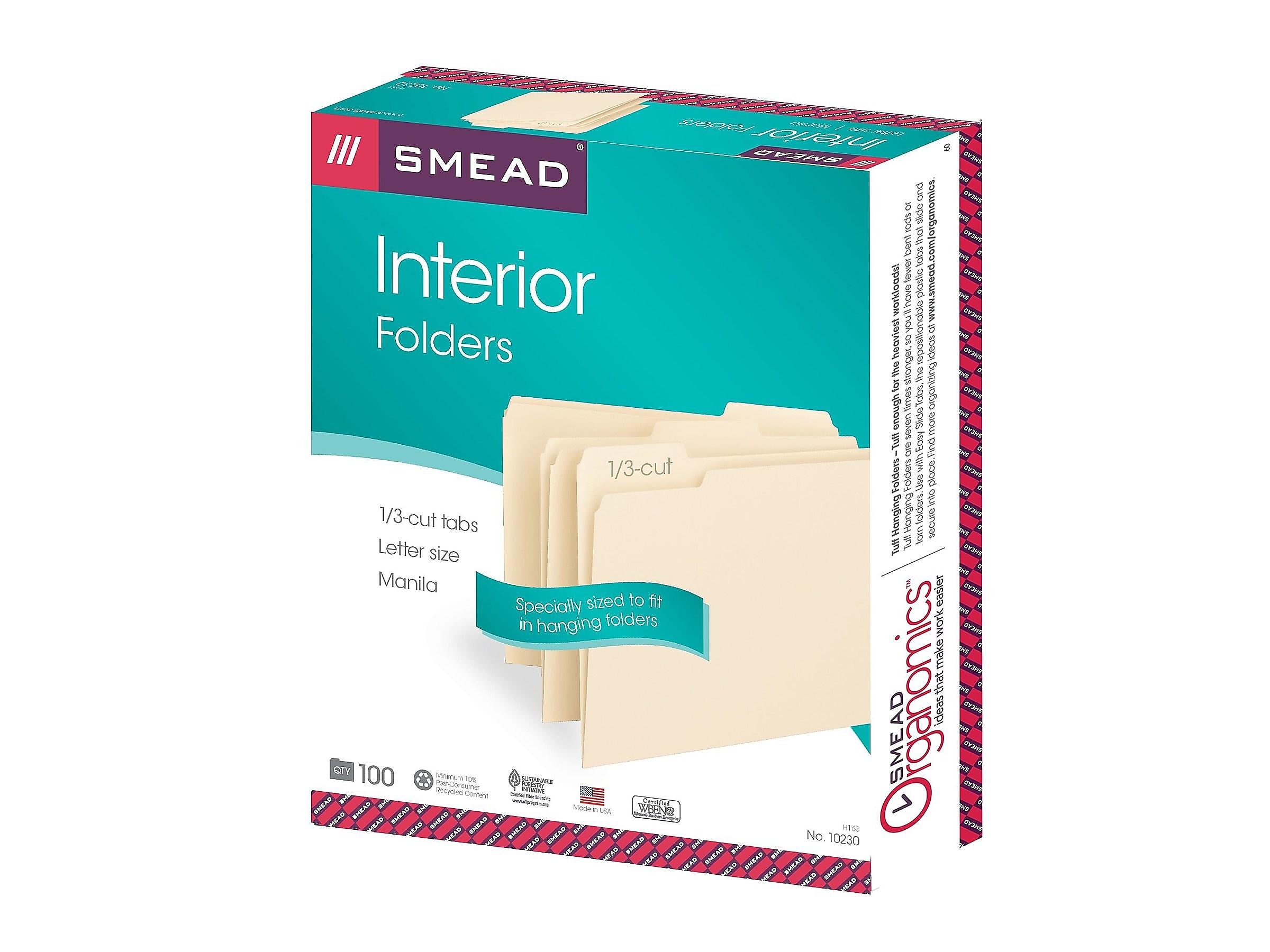 Smead File Folders, 1/2-Cut Tab, Letter Size, Manila, 100/Box