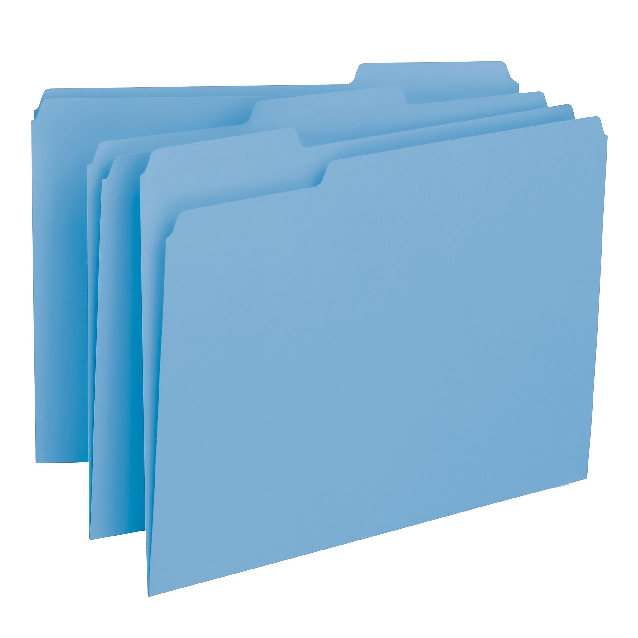Smead File Folders, 3 Tab, Letter Size, Blue, 100/Box