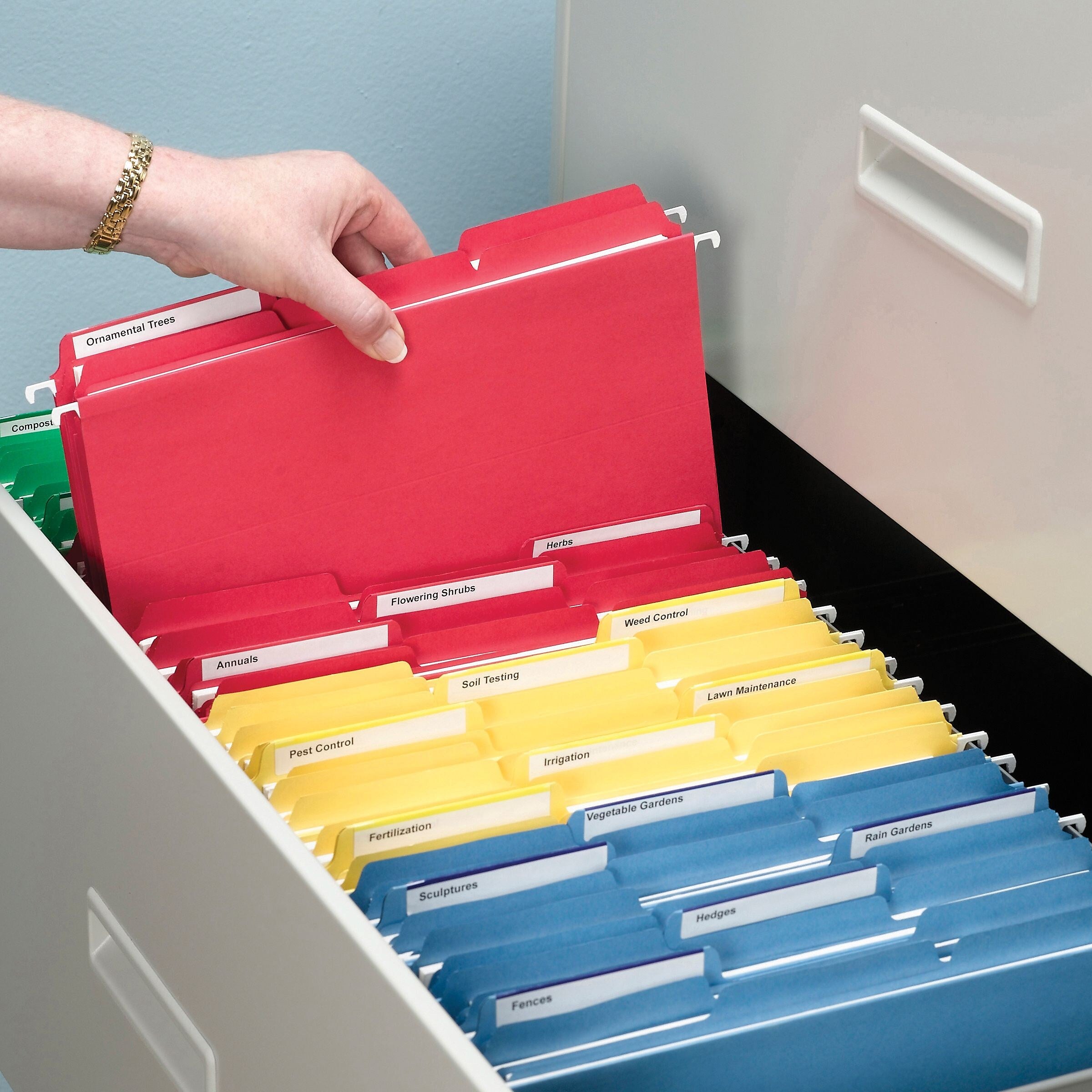 Smead File Folders, 3 Tab, Letter Size, Blue, 100/Box