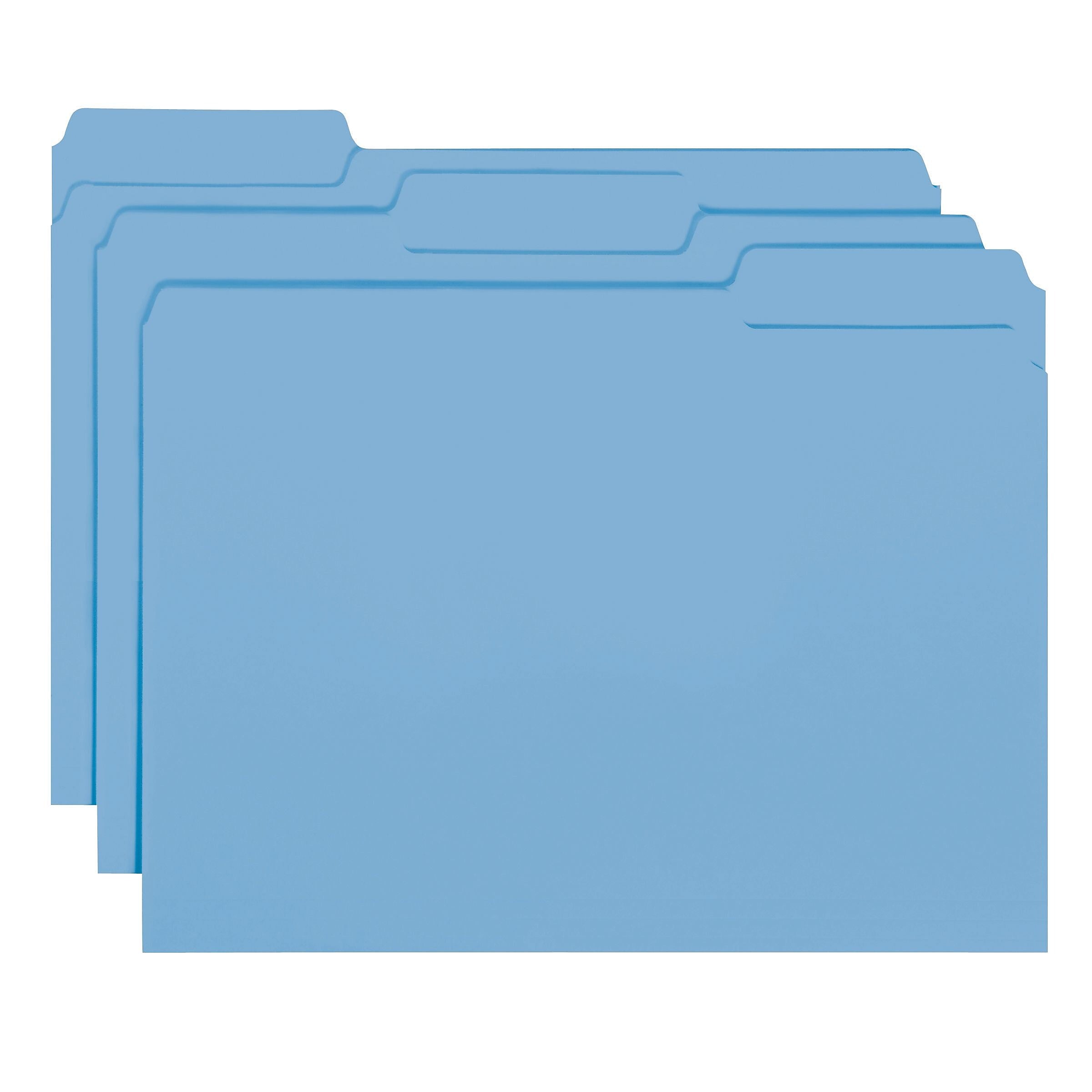 Smead File Folders, 3 Tab, Letter Size, Blue, 100/Box