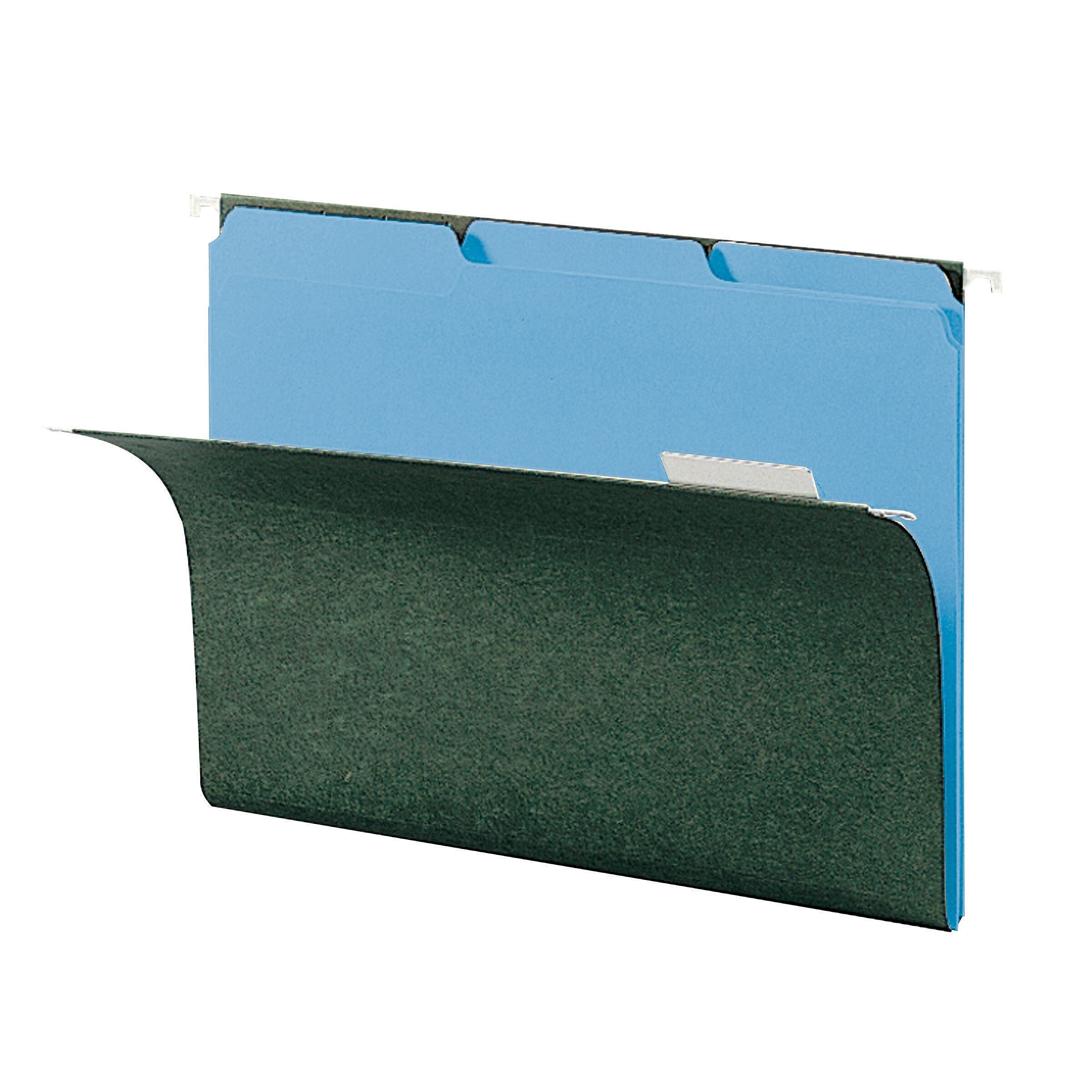 Smead File Folders, 3 Tab, Letter Size, Blue, 100/Box