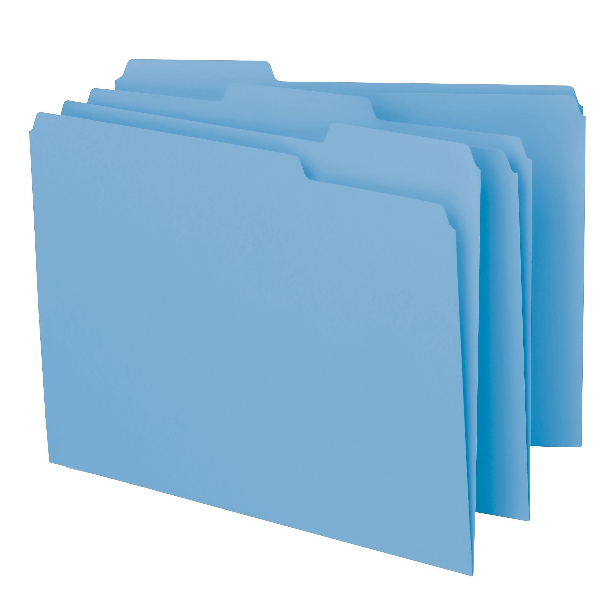 Smead File Folders, 3 Tab, Letter Size, Blue, 100/Box