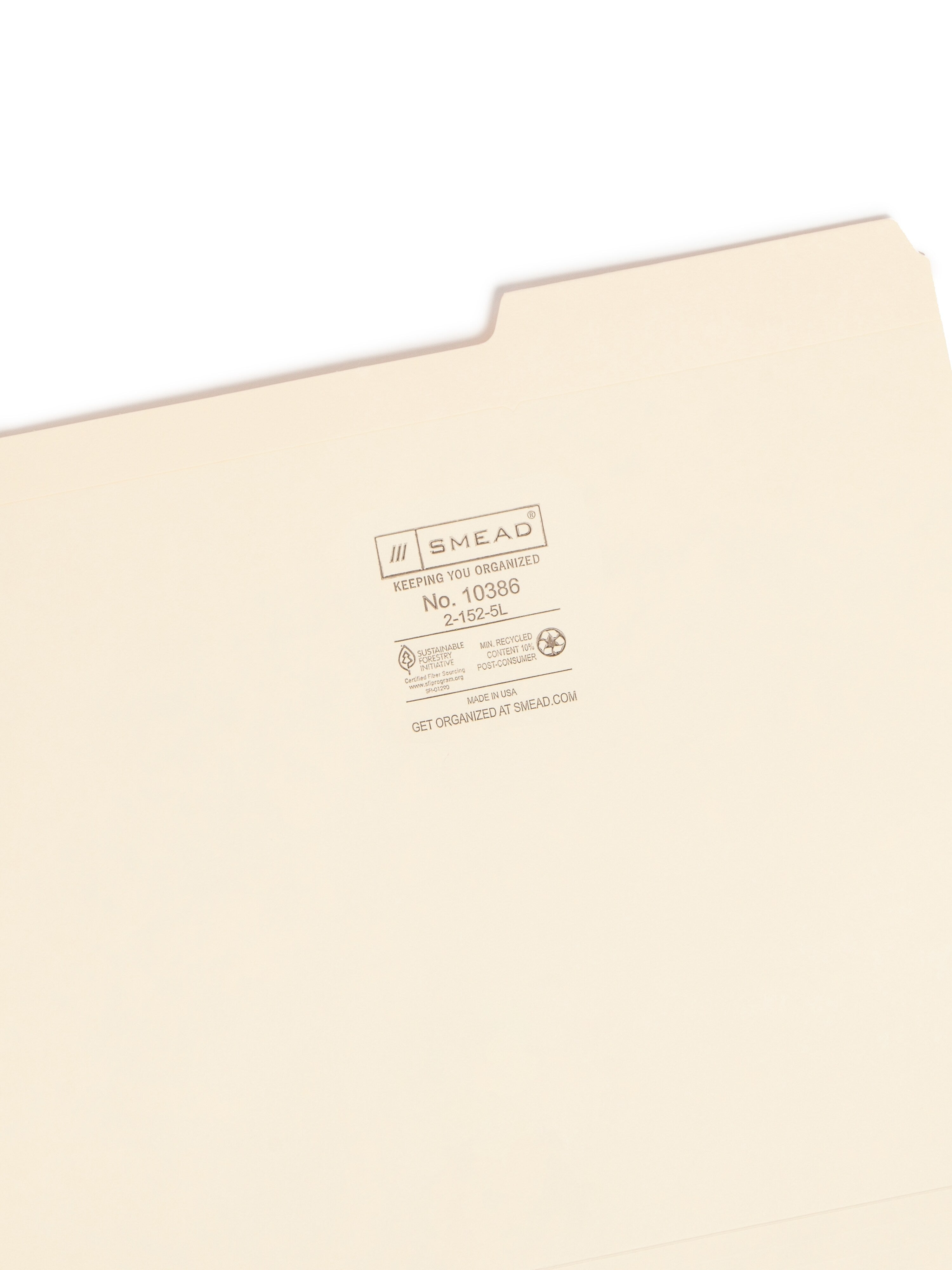 Smead File Folders, Reinforced 2/5-Cut Right Position, Guide Height, Letter Size, Manila, 100/Box