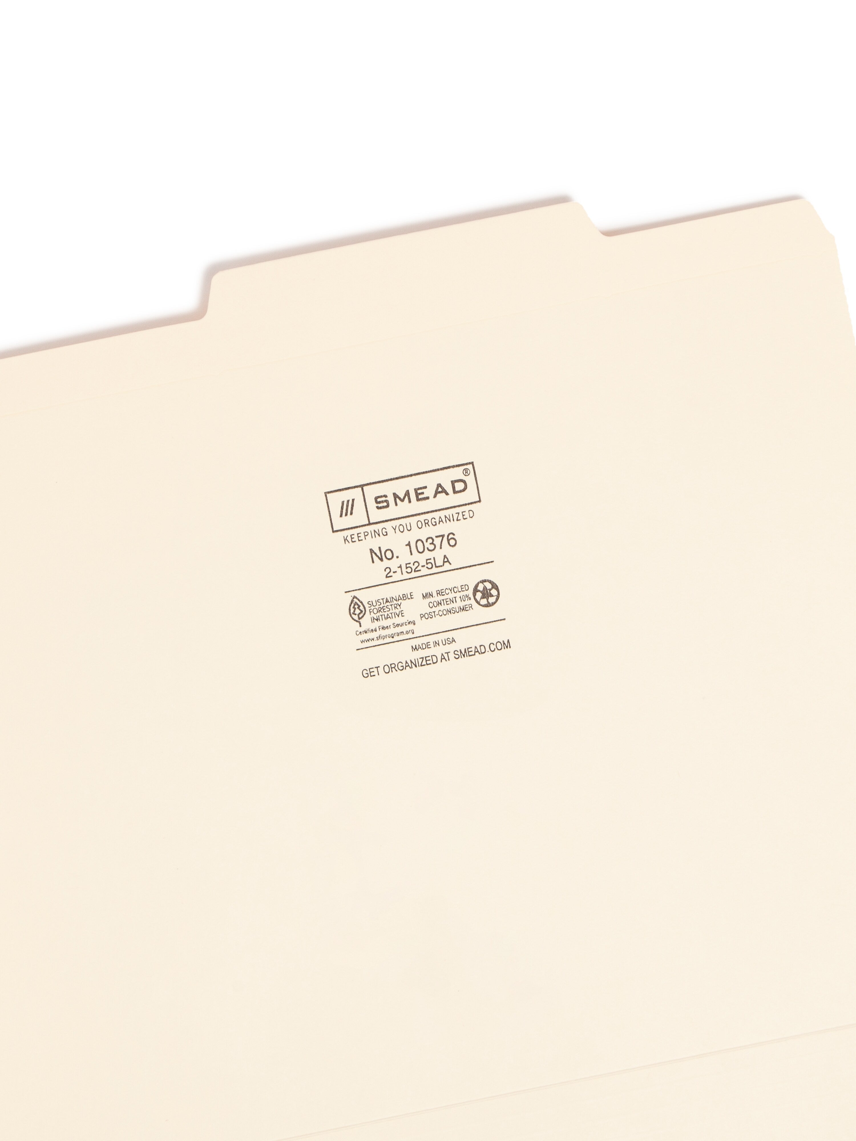 Smead File Folders, Reinforced 2/5-Cut Tab, Letter Size, Manila, 100/Box