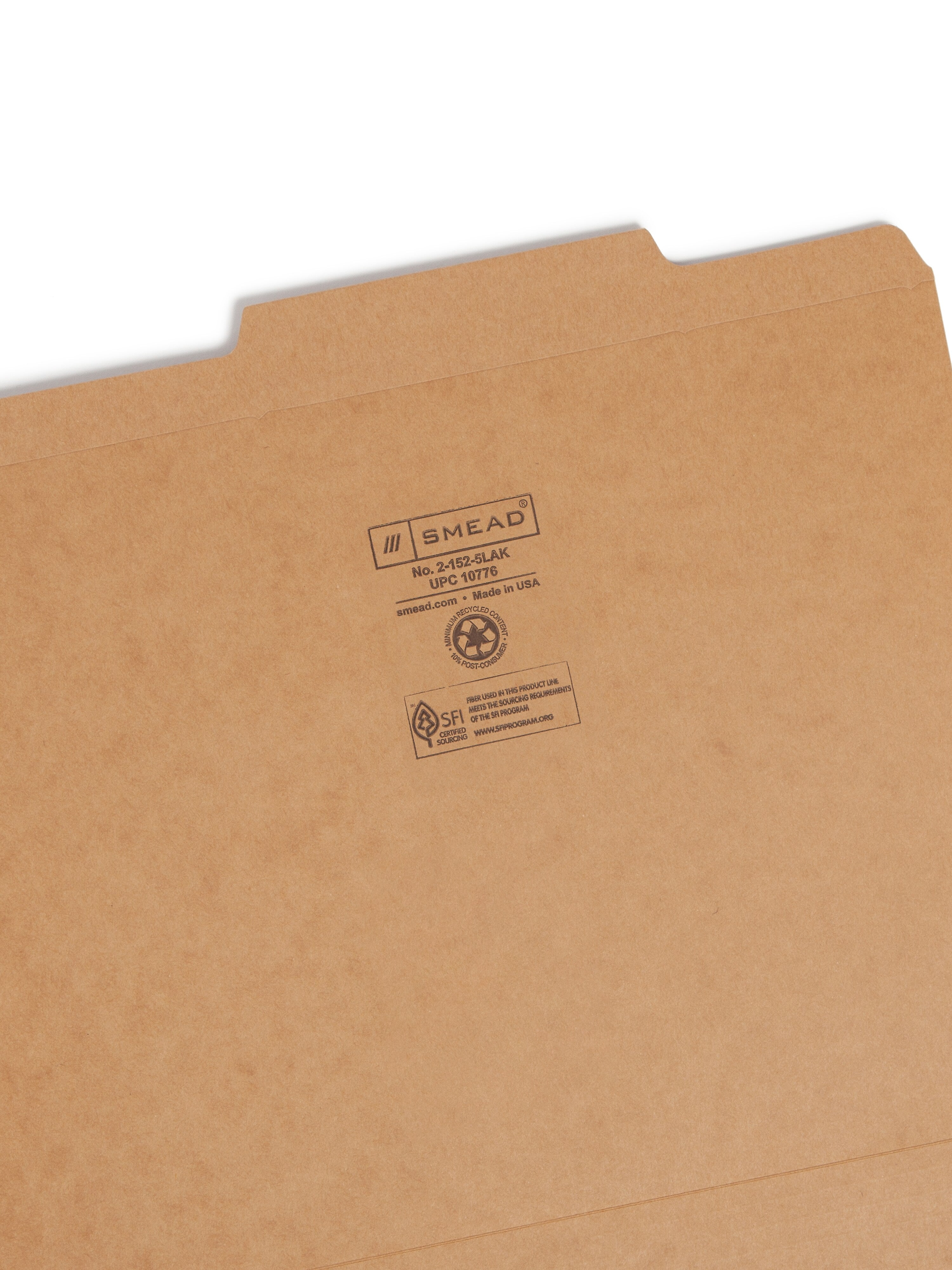 Smead File Folders, Reinforced 2/5-Cut Tab Right Of Center, Guide Height, Letter Size, Kraft, 100/Box
