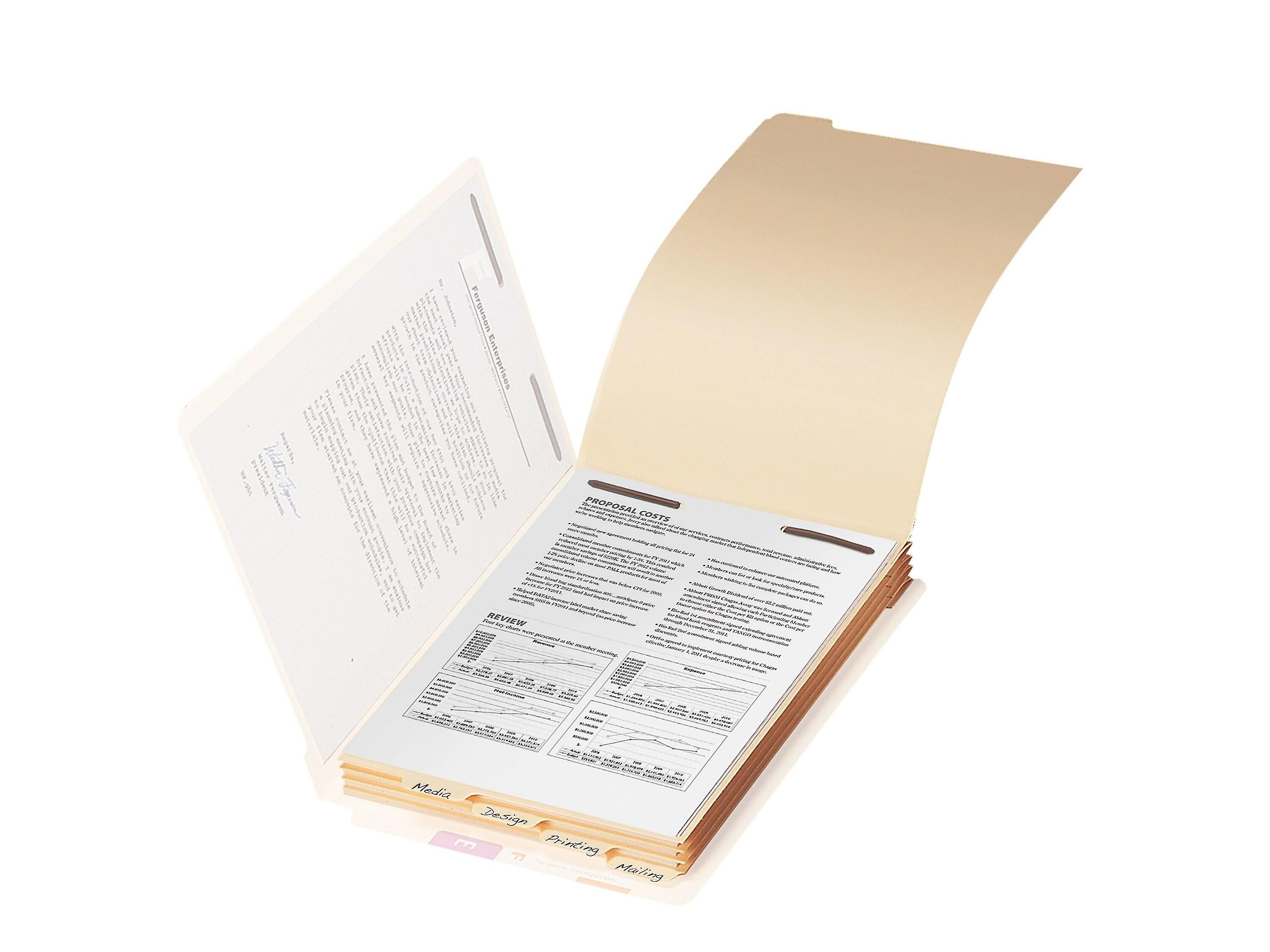 Smead Filing Dividers with Fastener, Bottom 1/5-Cut Tab, Legal Size, Manila, 50/Pack