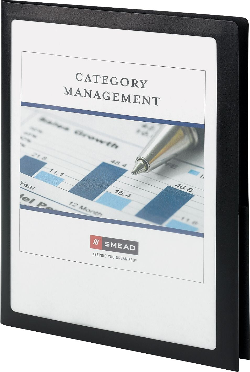 Smead Frame View Poly 2-Pocket Presentation Folder, Black, 5/Box