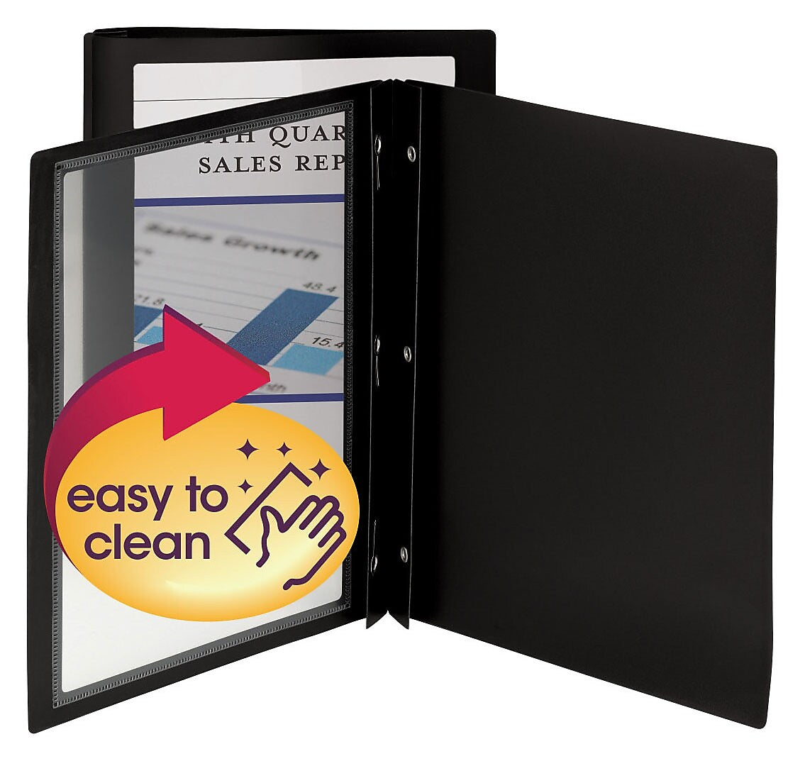 Smead Frame View Report Covers with Clear Front, 3-Prong, Letter Size, Black, 5/Pack