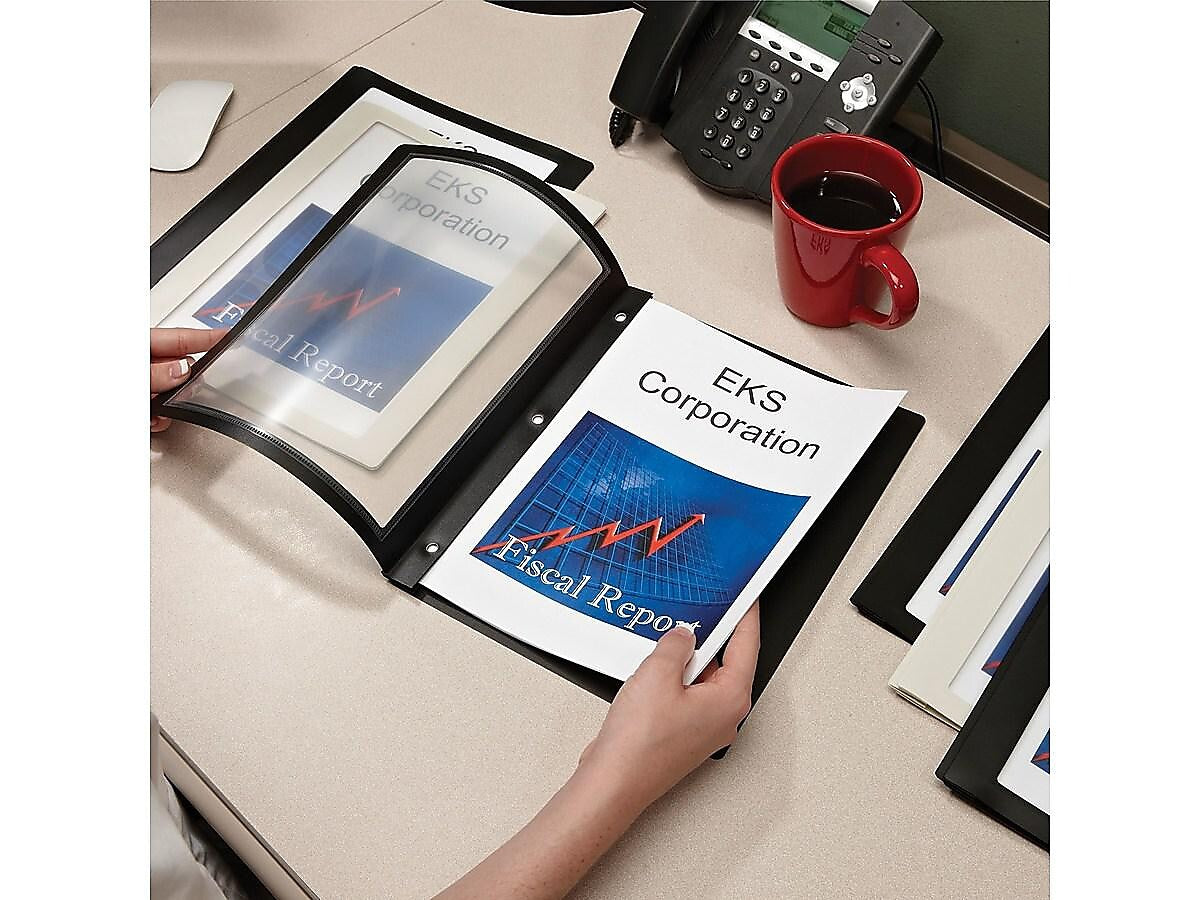 Smead Frame View Report Covers with Clear Front, 3-Prong, Letter Size, Black, 5/Pack