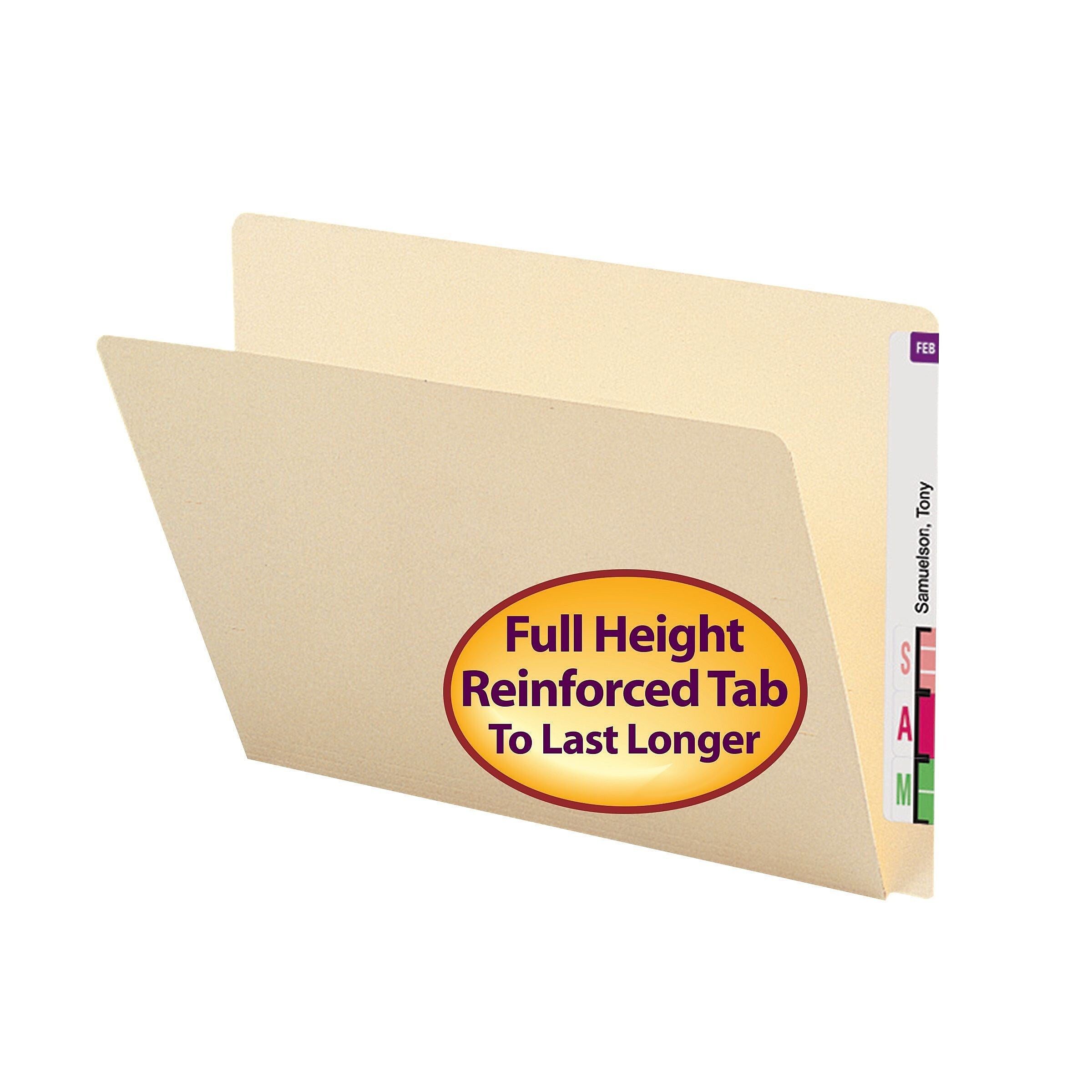 Smead Heavy Duty End Tab File Folder, Straight-Cut Extended Tab, Letter Size, Manila, 100/Box