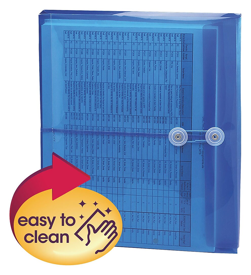 Smead Heavy Duty Plastic Filing Envelope, Letter, Blue, 5/Pack