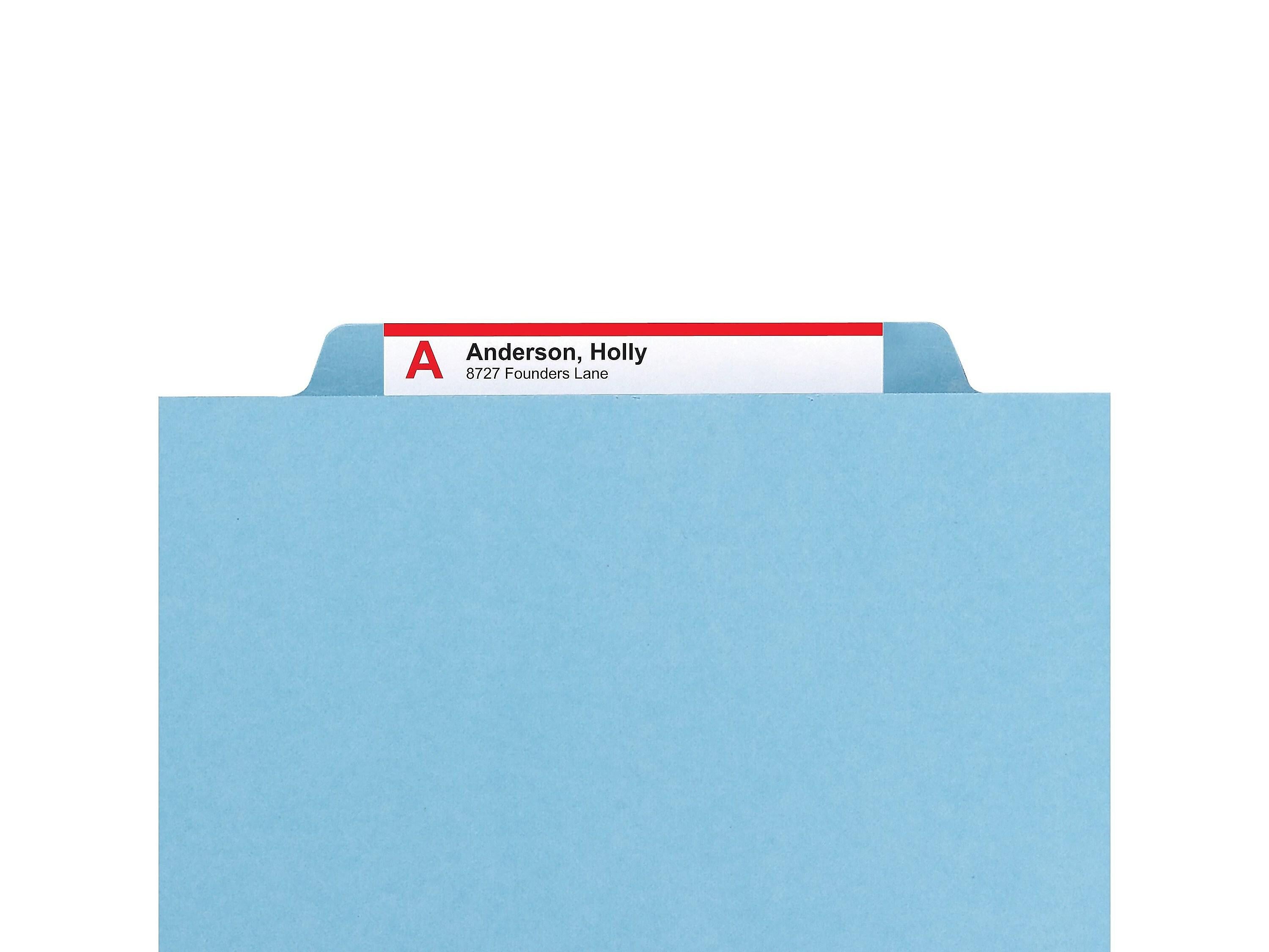 Smead Heavy Duty Pressboard Classification Folders with SafeSHIELD Fasteners, 1/3-Cut Tab, Letter Size, Blue, 25/Box