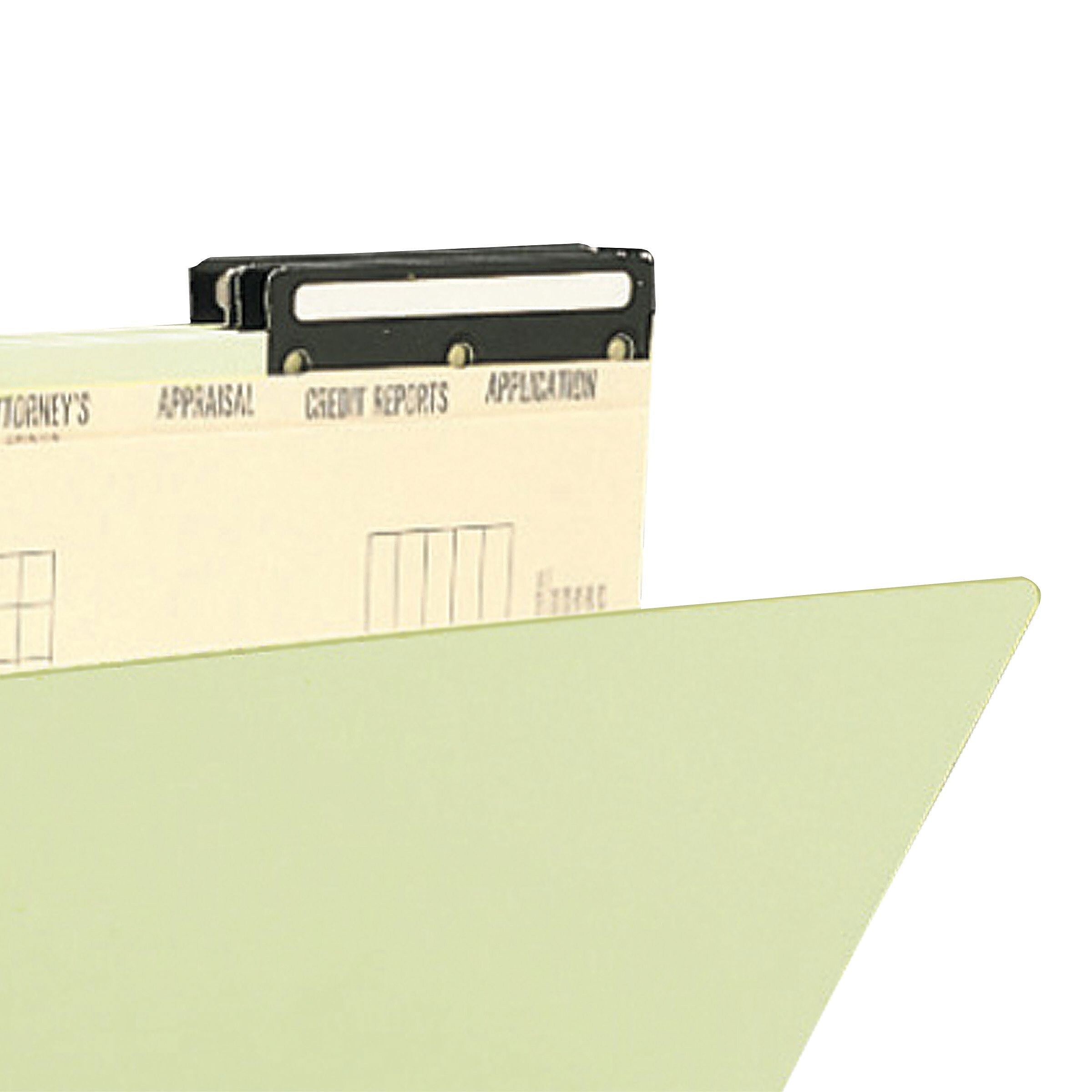 Smead Heavy Duty Pressboard Mortgage File Folder, 2/5 Cut Right Position Flat Metal Tab, Legal Size, Green, 10/Box