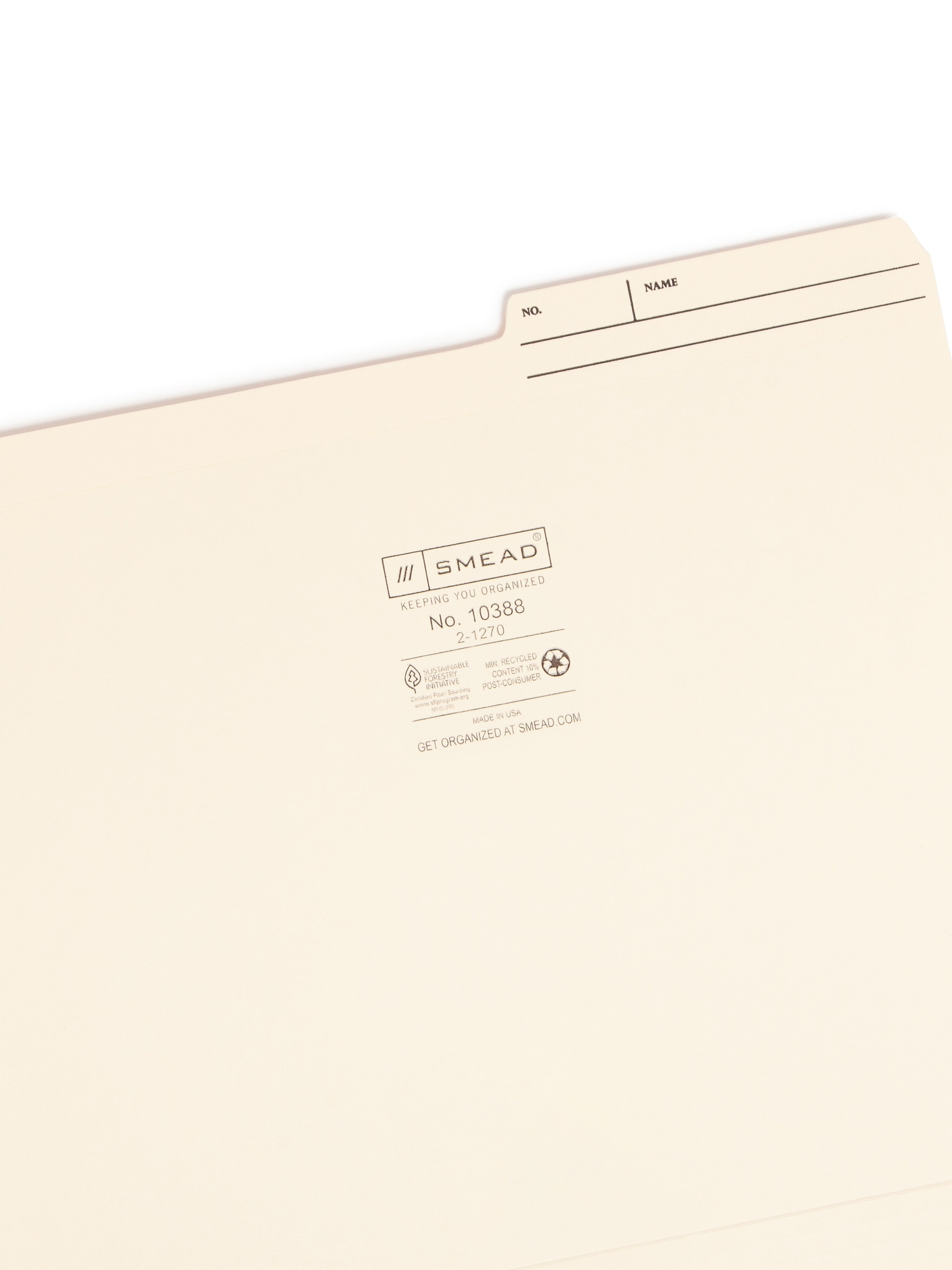 Smead Heavy Duty Reinforced File Folder, 2/5 Tab, Right Position  Letter Size, Manila, 100/Box