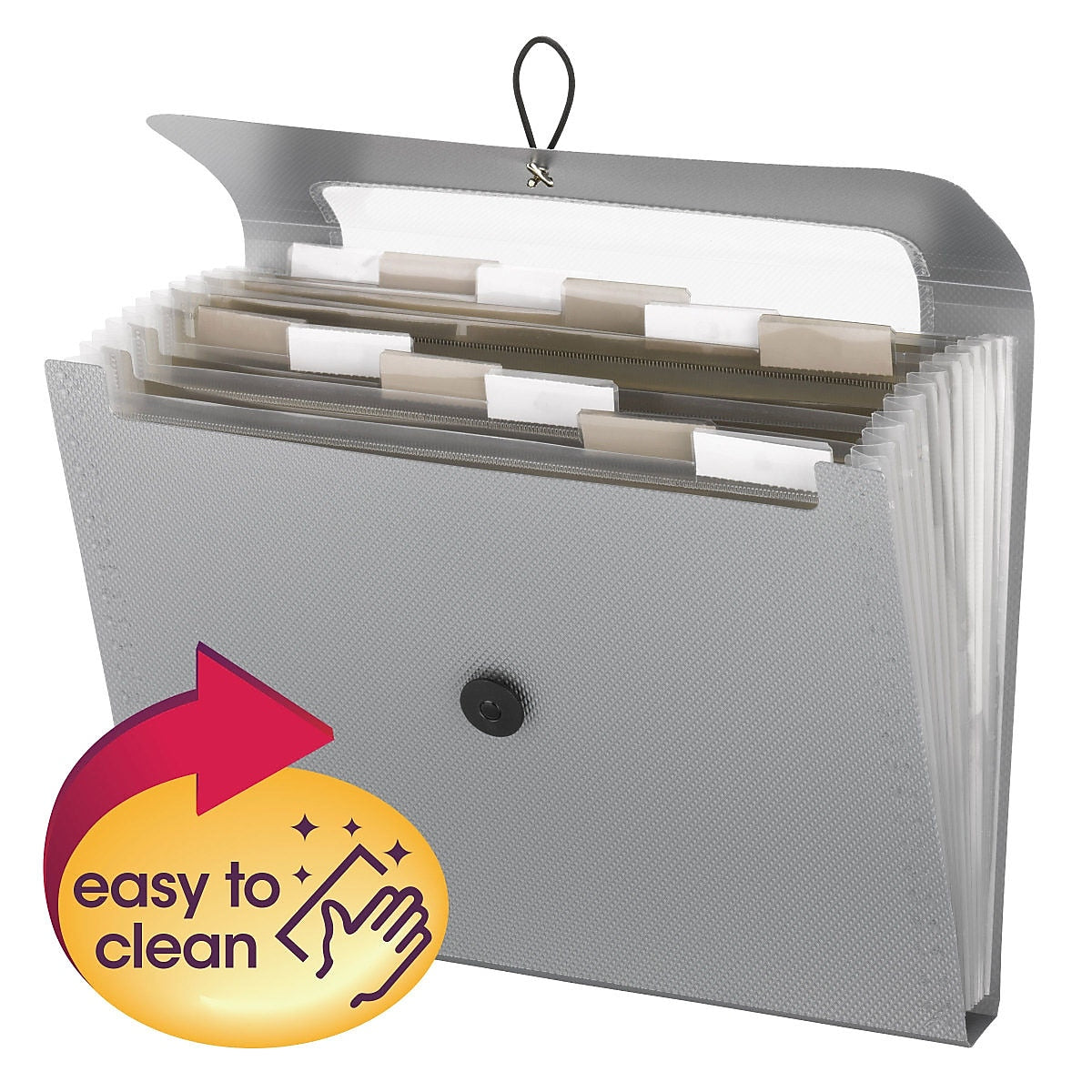 Smead Heavy Duty Step Index Organizer, 12-Pocket, Letter, Poly, Silver