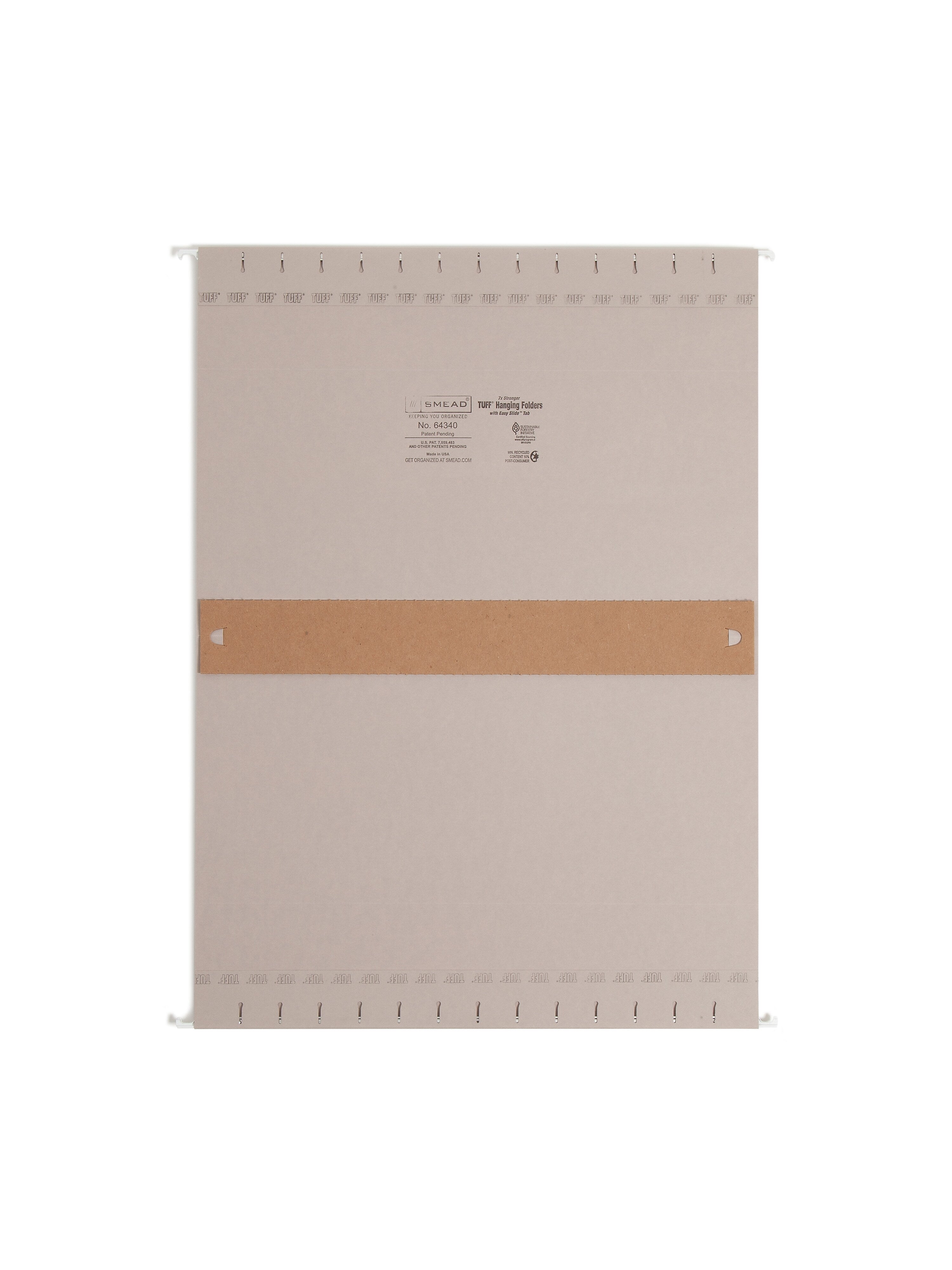Smead Heavy Duty TUFF Hanging File Folders with Easy Slide™ Tab, 1/3 Cut, Legal Size, Steel Gray, 18/Box