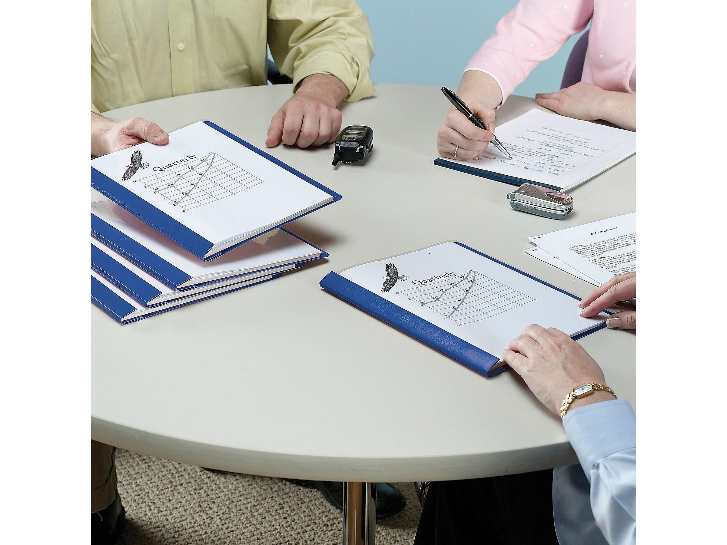 Smead Heavyweight Report Covers with Clear Front, 3-Prong, Letter Size, Blue, 25/Box