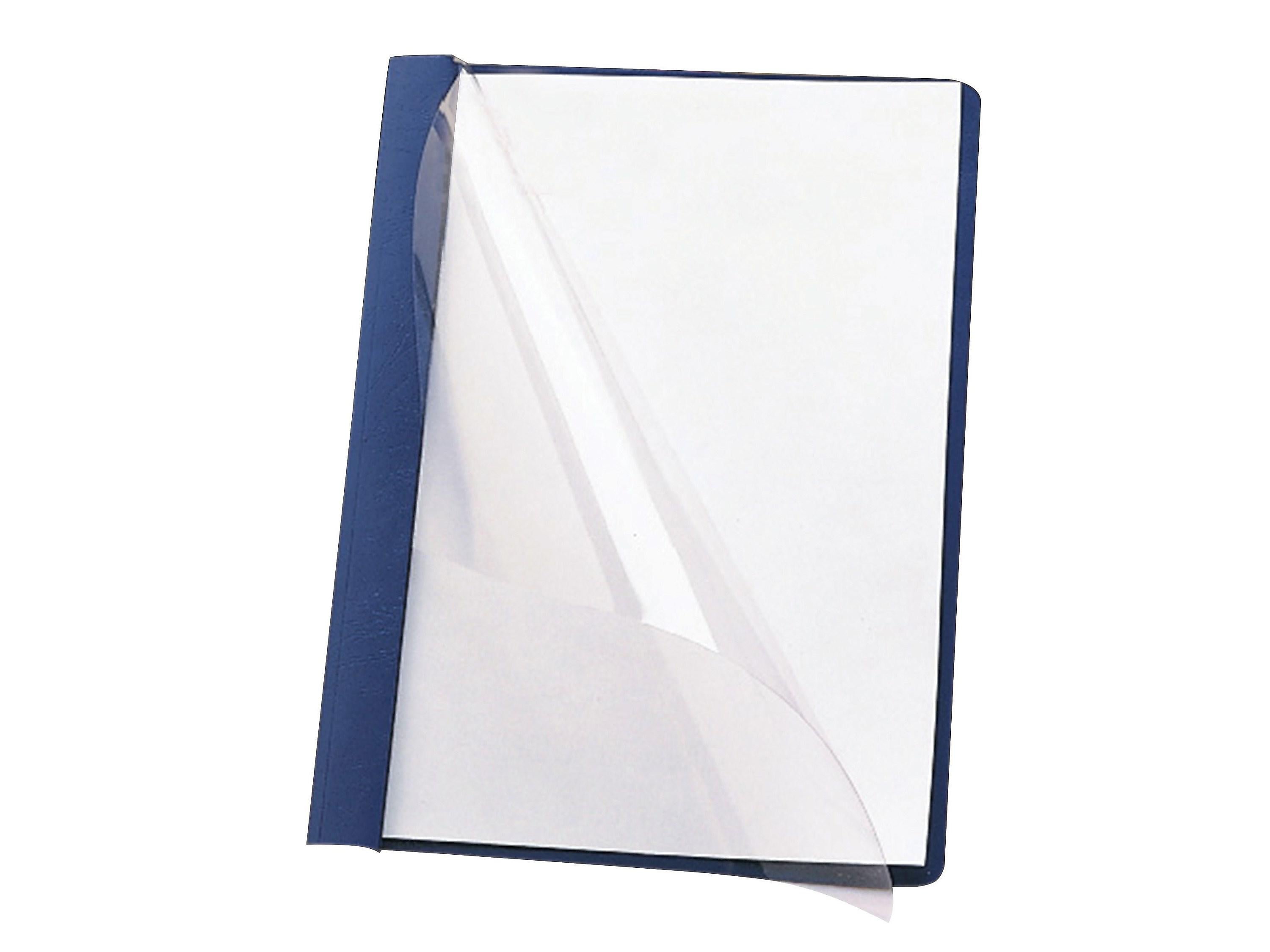 Smead Heavyweight Report Covers with Clear Front, 3-Prong, Letter Size, Dark Blue, 25/Box