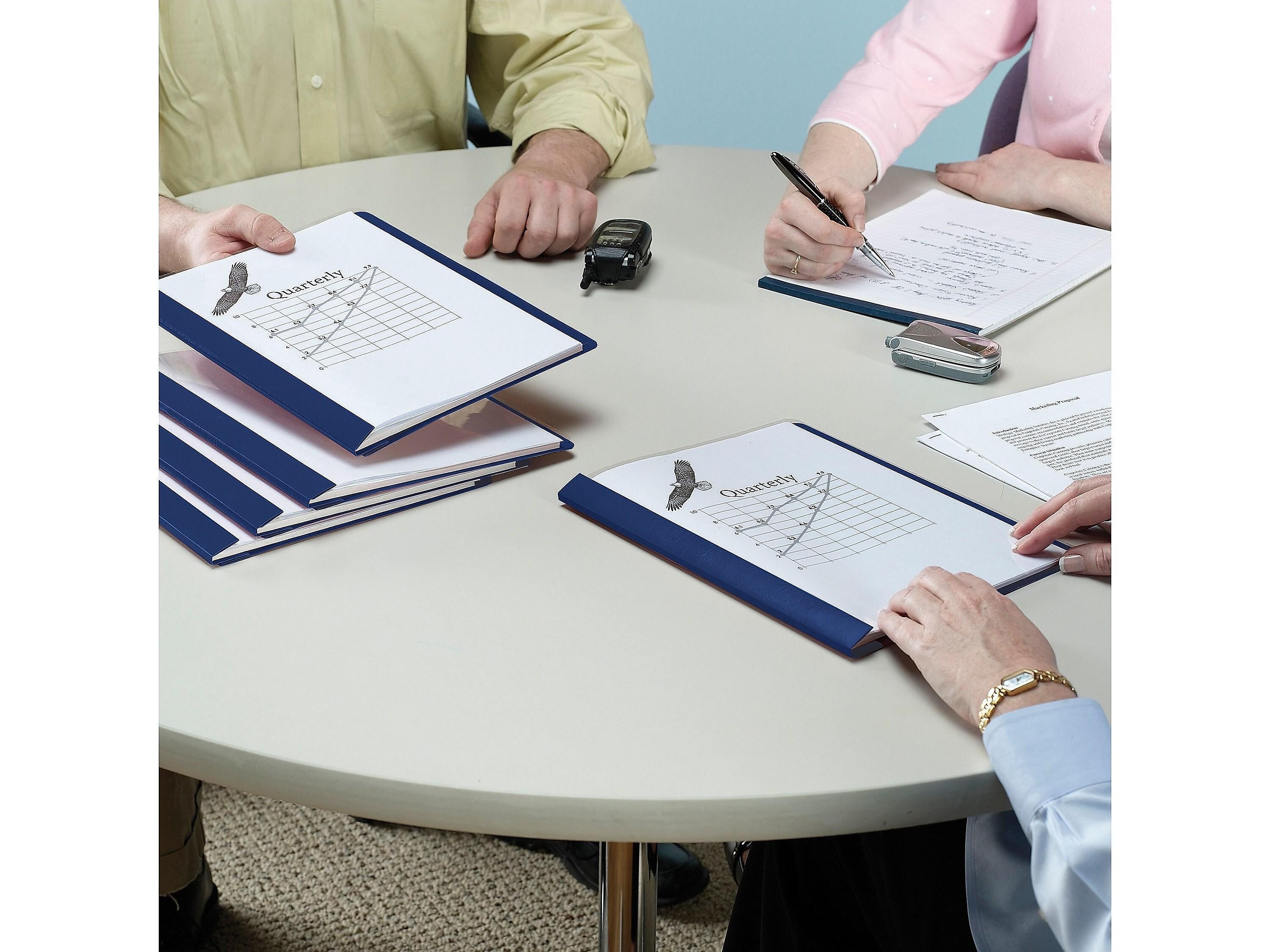 Smead Heavyweight Report Covers with Clear Front, 3-Prong, Letter Size, Dark Blue, 25/Box