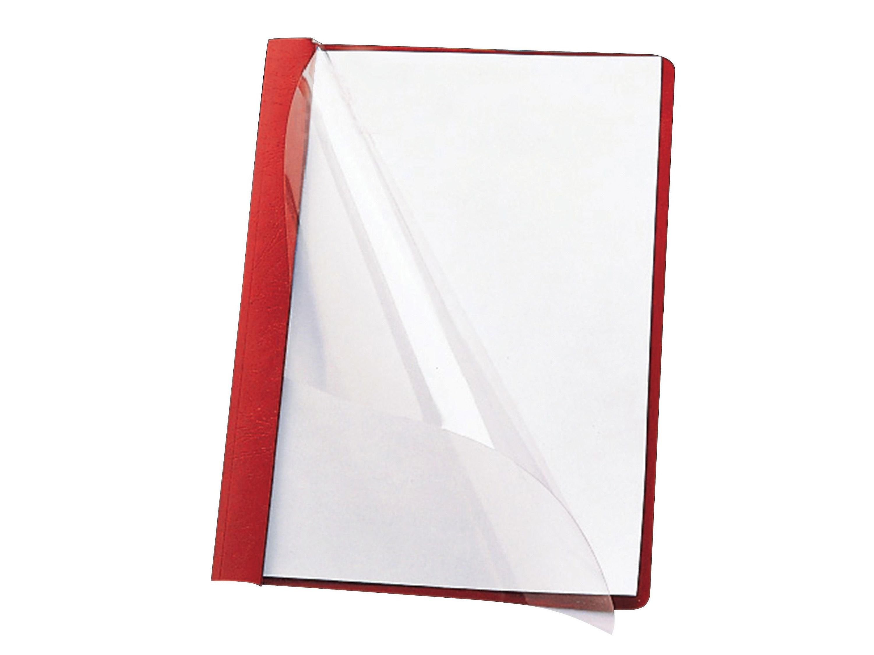 Smead Heavyweight Report Covers with Clear Front, 3-Prong, Letter Size, Red, 25/Box