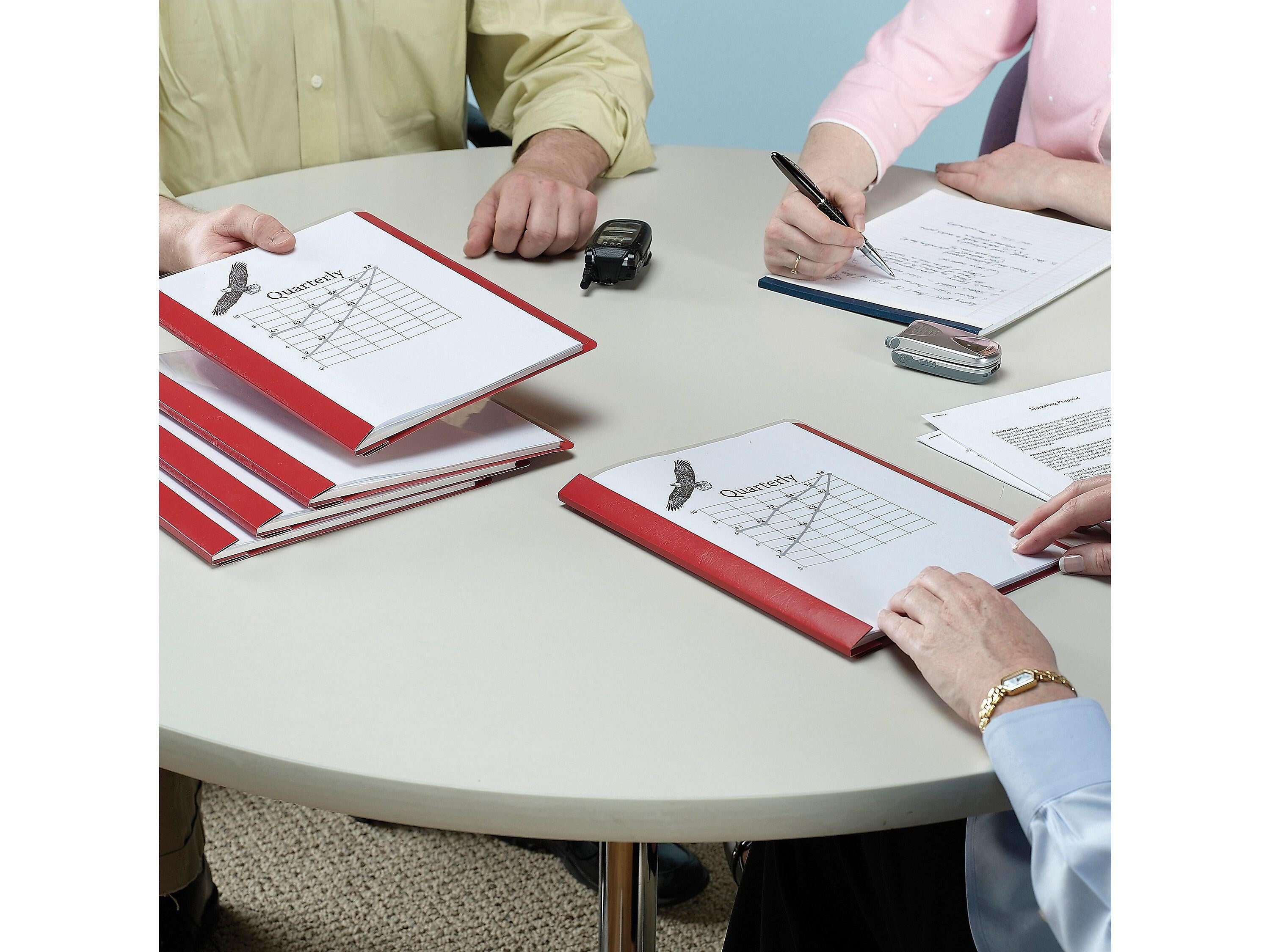 Smead Heavyweight Report Covers with Clear Front, 3-Prong, Letter Size, Red, 25/Box