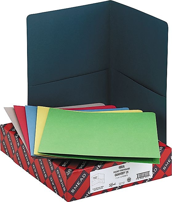 Smead Heavyweight Two-Pocket Folders, Letter, Assorted, 25/Bx