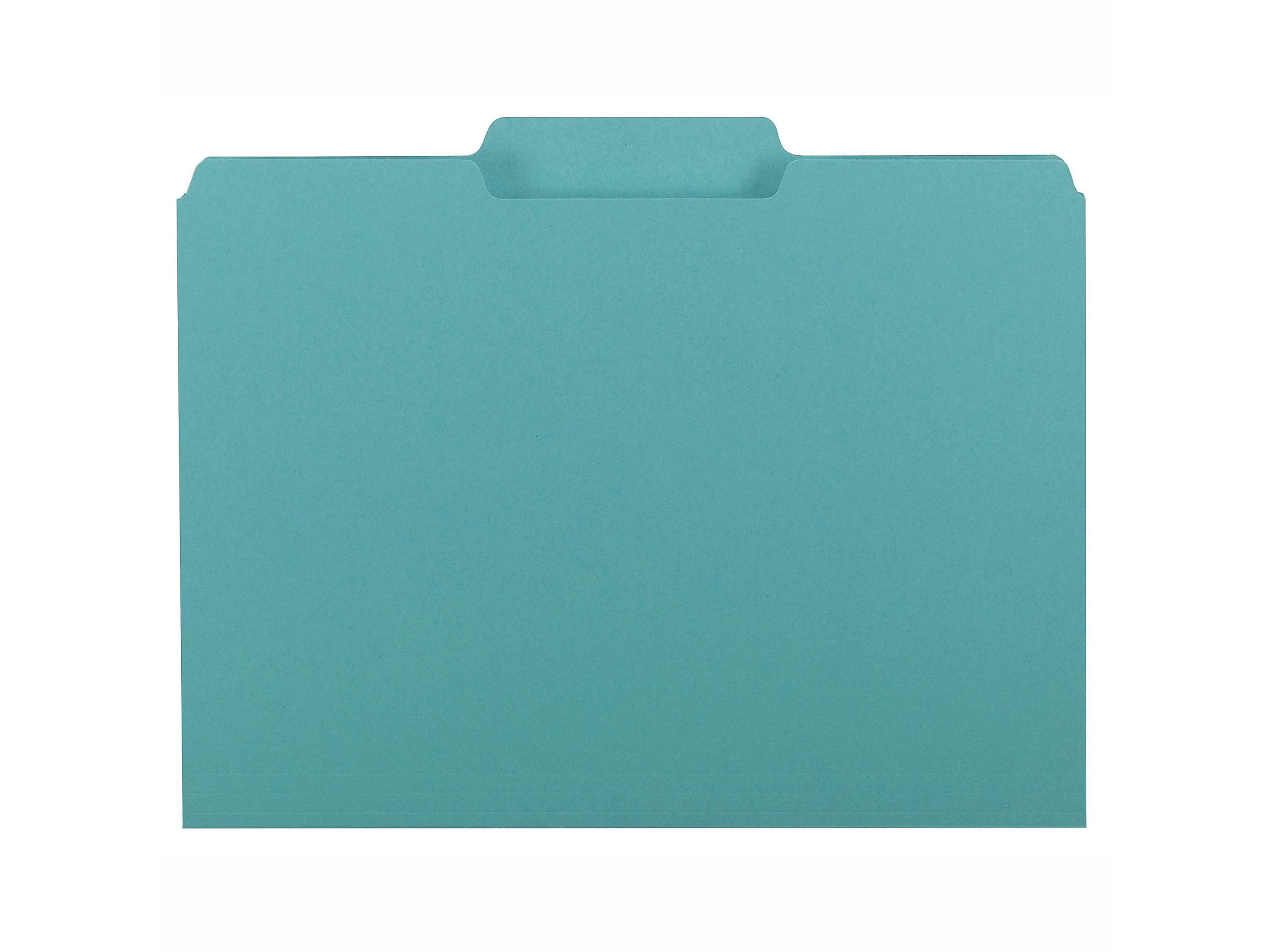Smead® Interior File Folder, 1/3-Cut Tab, Letter Size, Aqua, 100/Box
