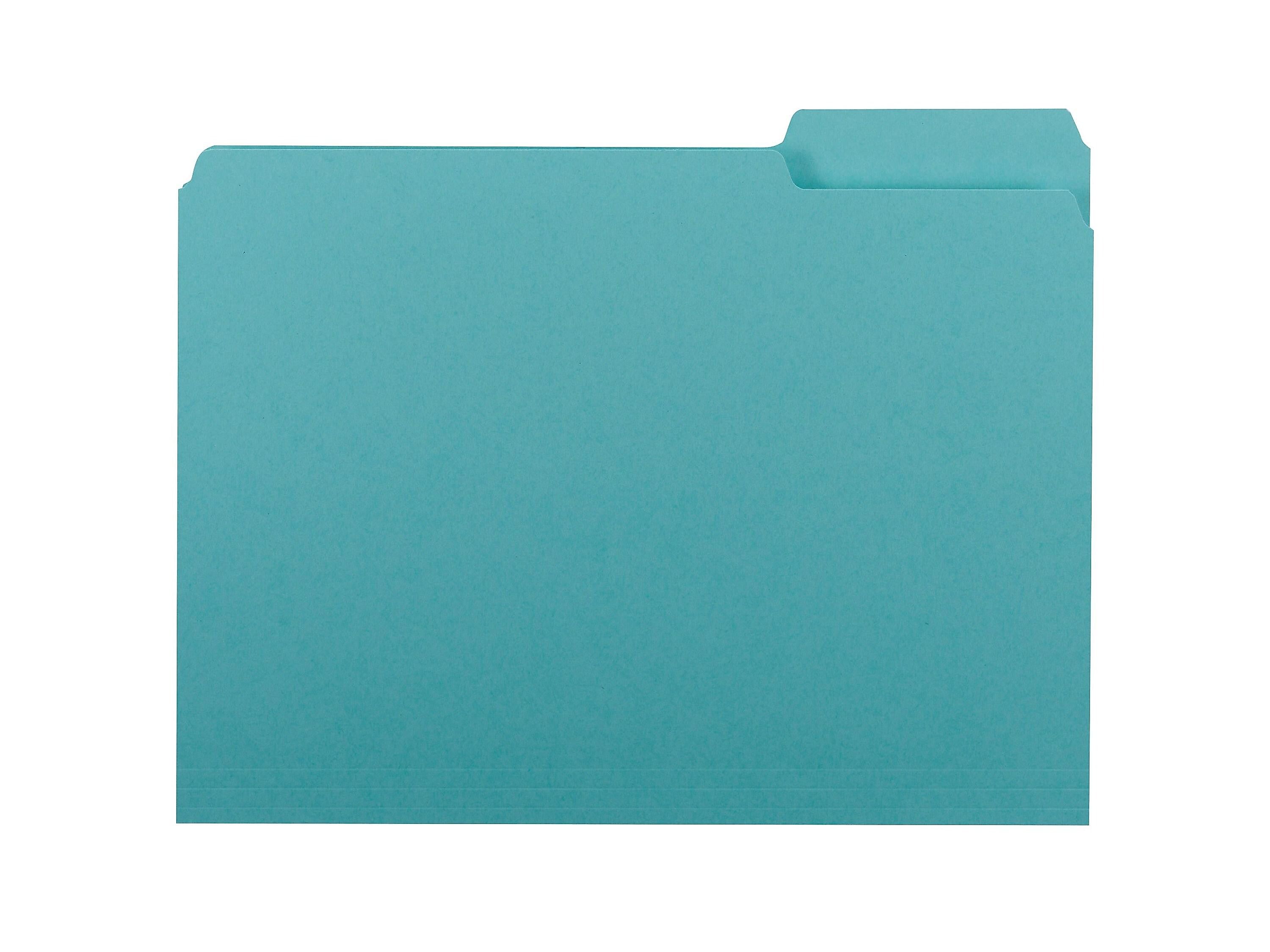 Smead® Interior File Folder, 1/3-Cut Tab, Letter Size, Aqua, 100/Box