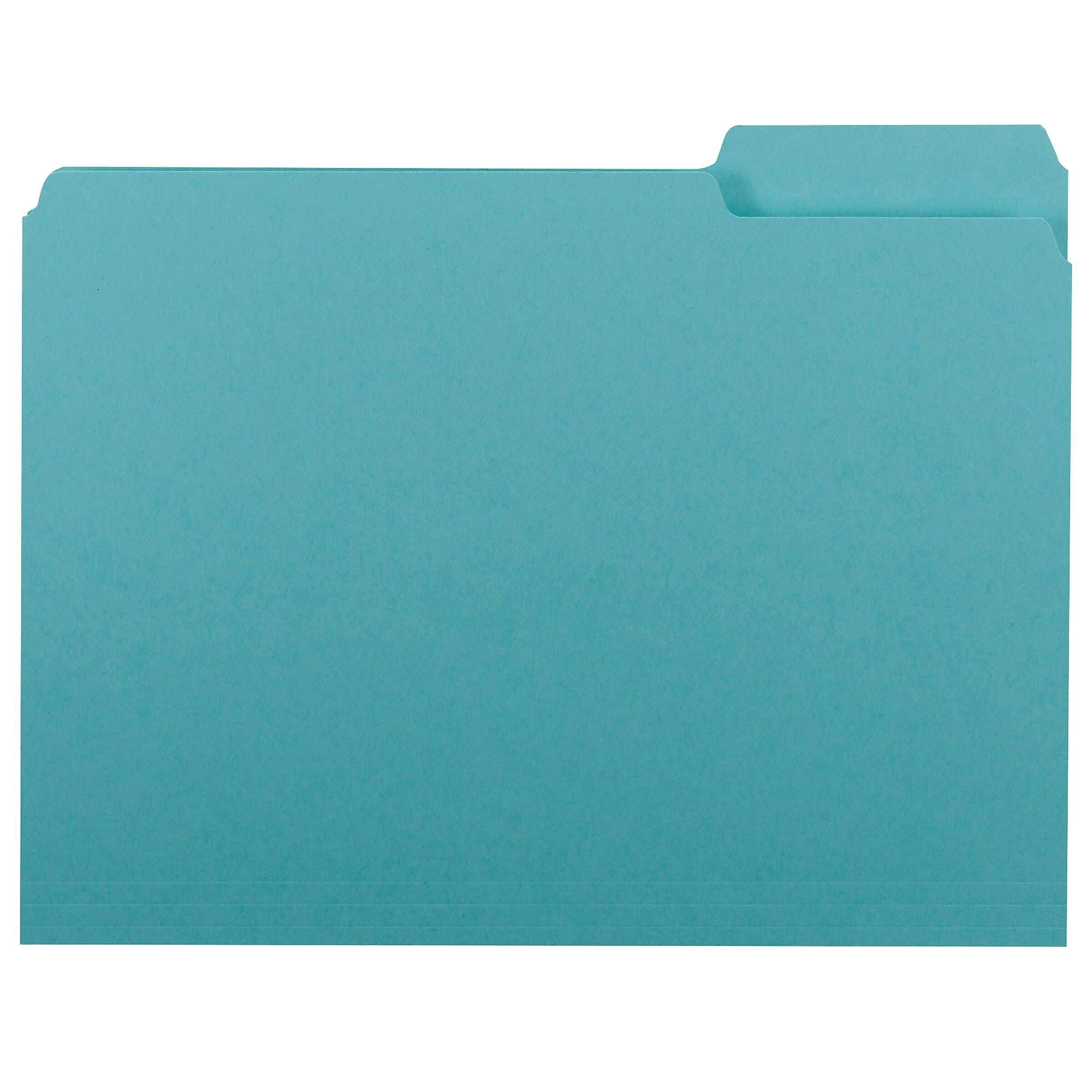 Smead® Interior File Folder, 1/3-Cut Tab, Letter Size, Aqua, 100/Box