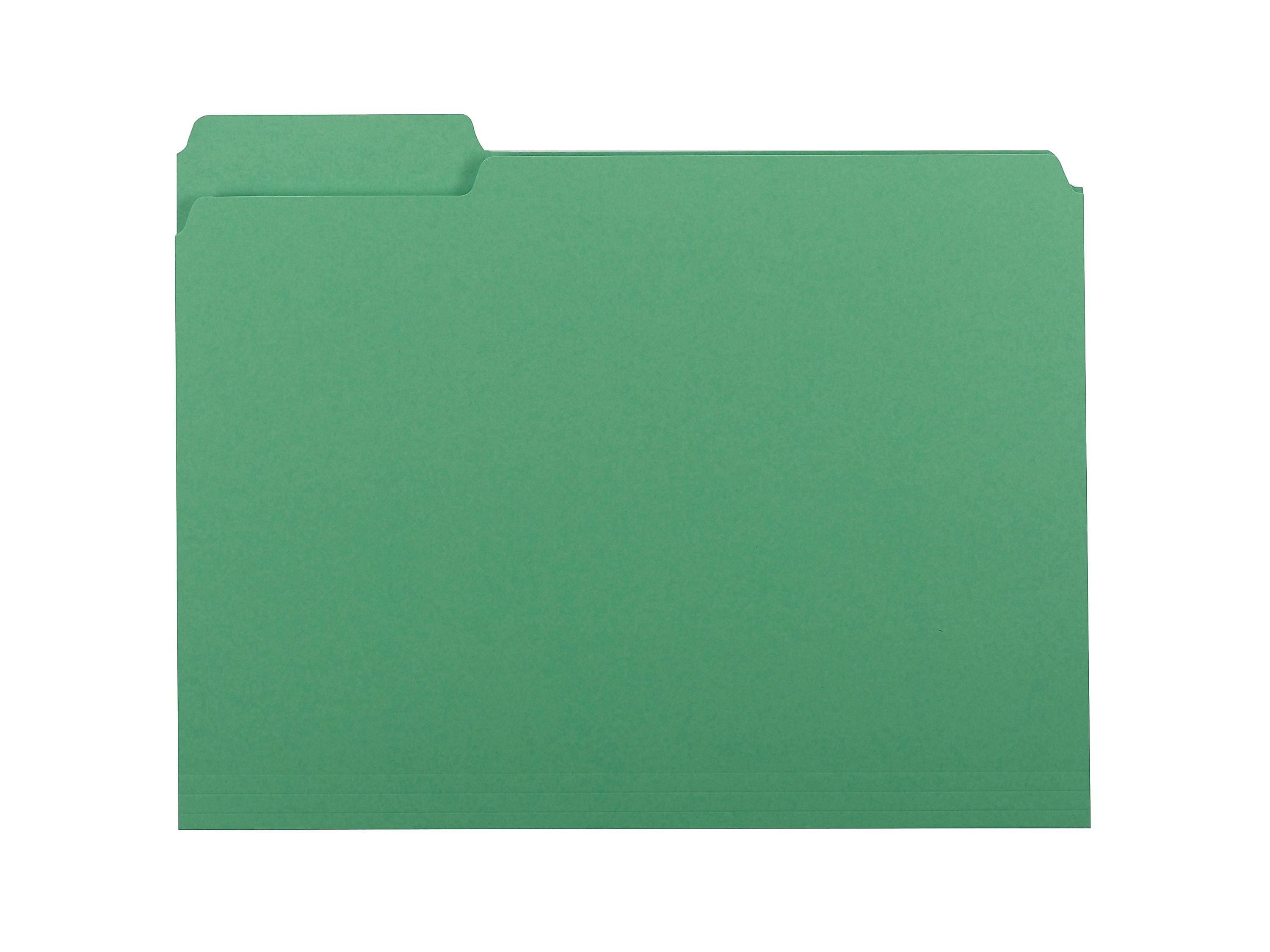 Smead Interior File Folder, 1/3-Cut Tab, Letter Size, Green, 100/Box