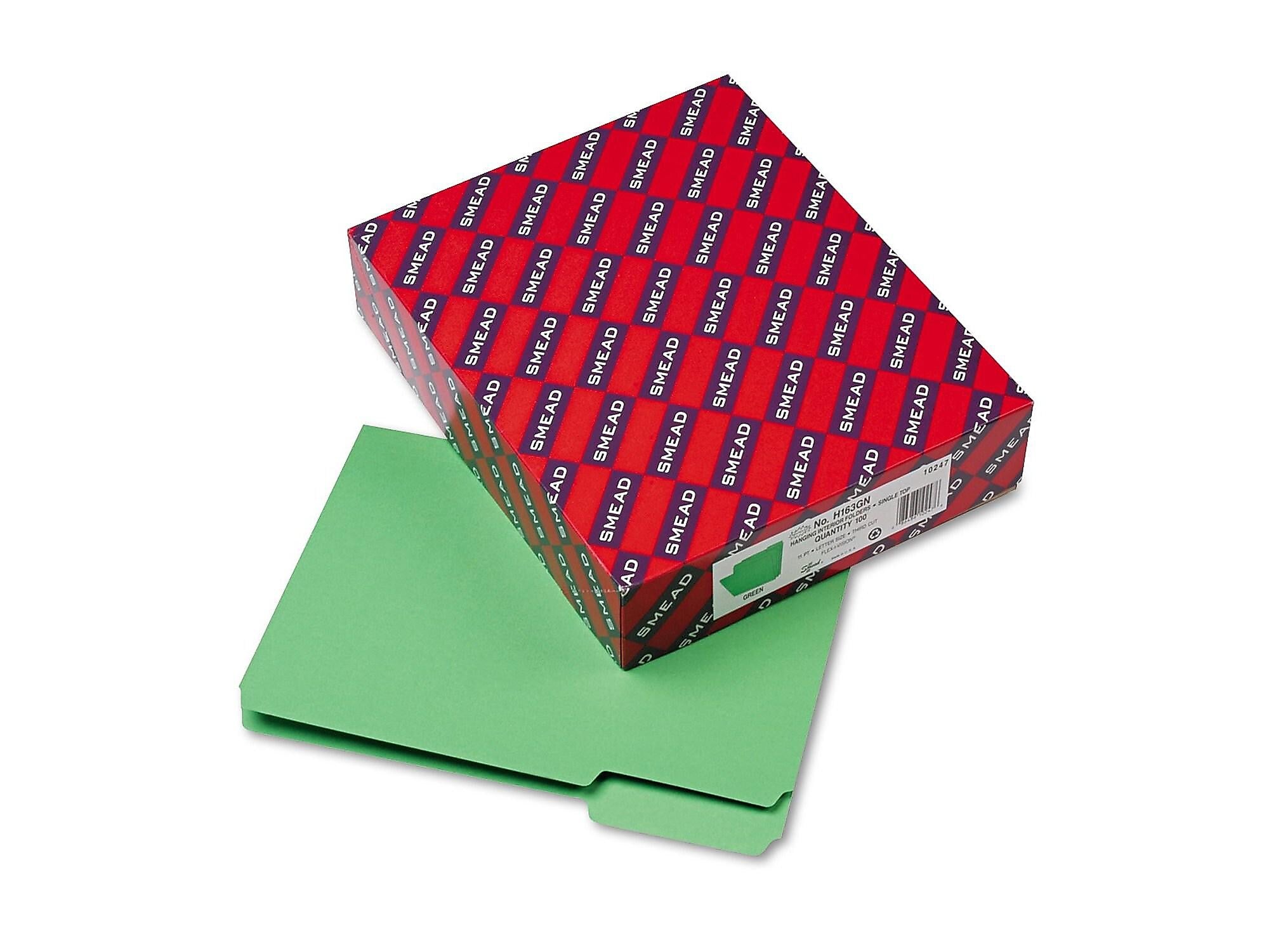 Smead Interior File Folder, 1/3-Cut Tab, Letter Size, Green, 100/Box
