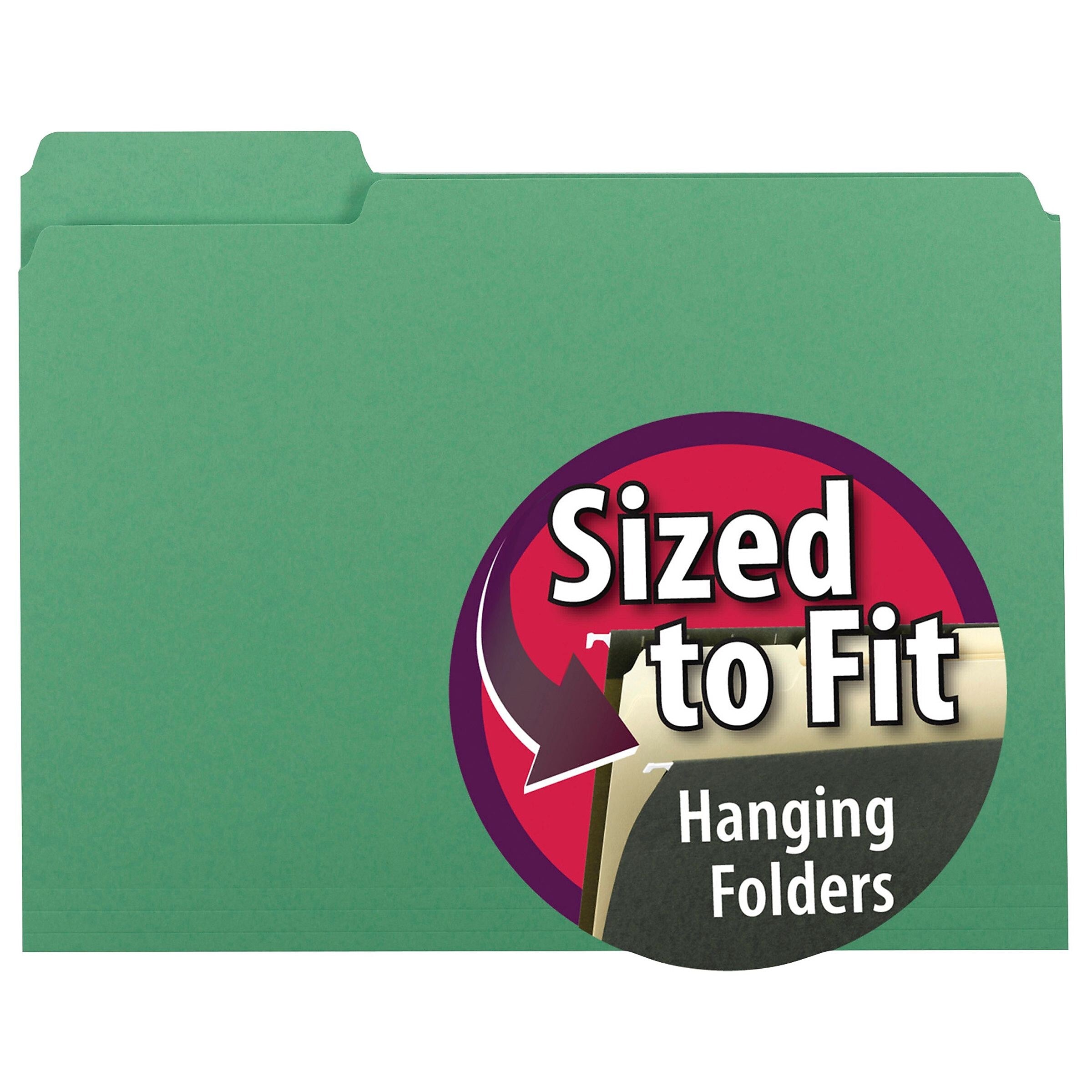Smead Interior File Folder, 1/3-Cut Tab, Letter Size, Green, 100/Box