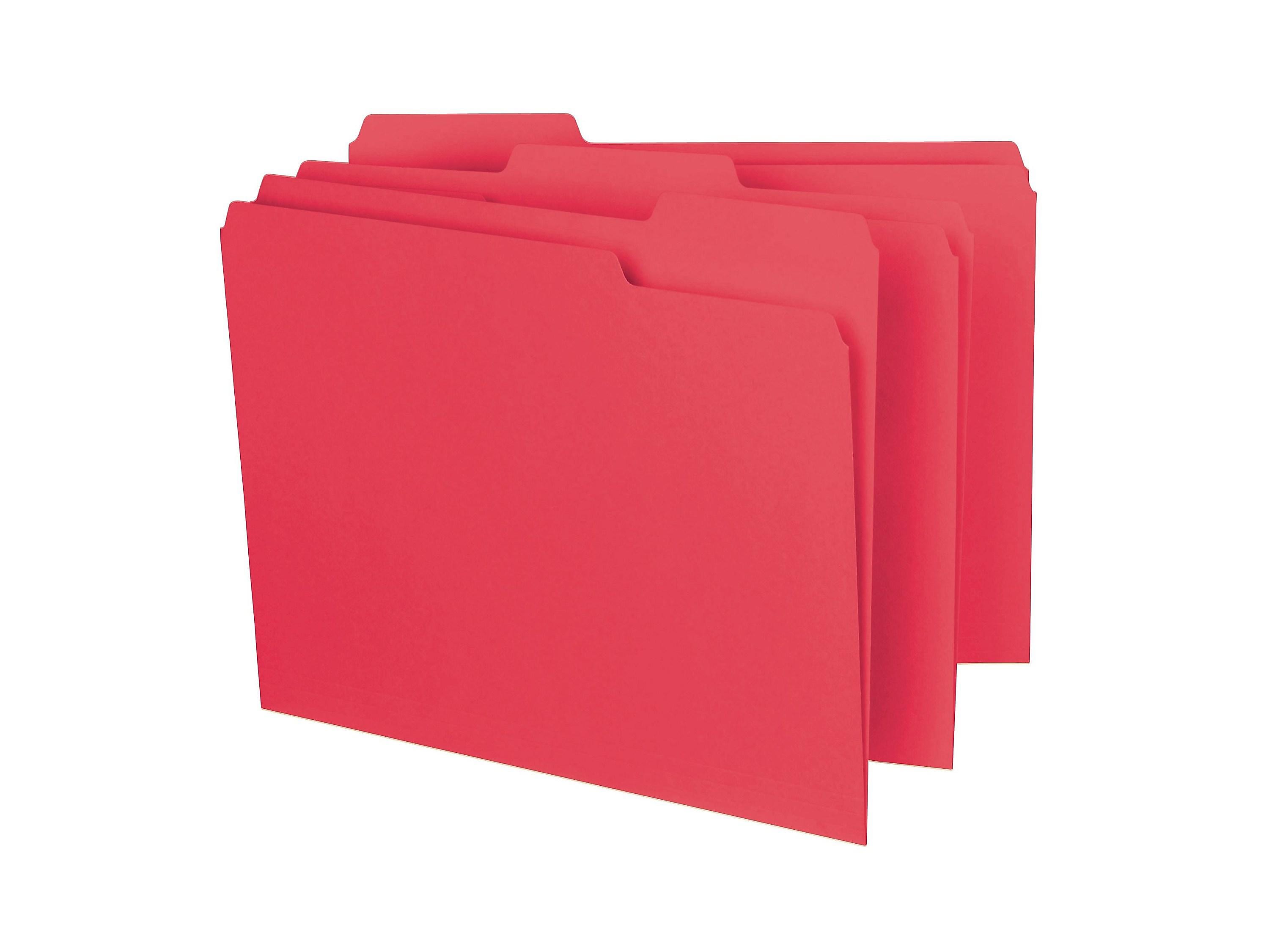 Smead Interior File Folder, 1/3-Cut Tab, Letter Size, Red, 100/Box