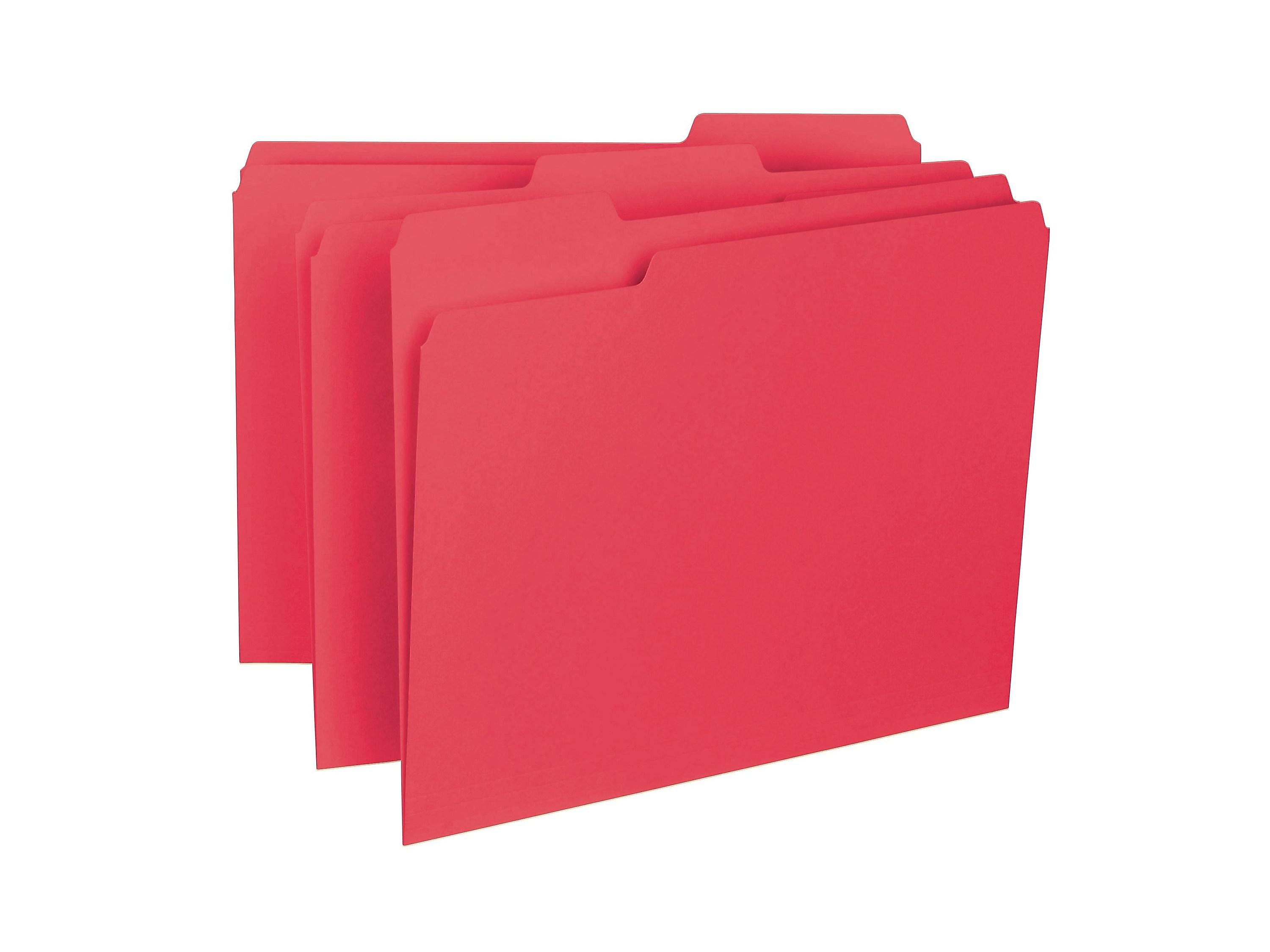 Smead Interior File Folder, 1/3-Cut Tab, Letter Size, Red, 100/Box