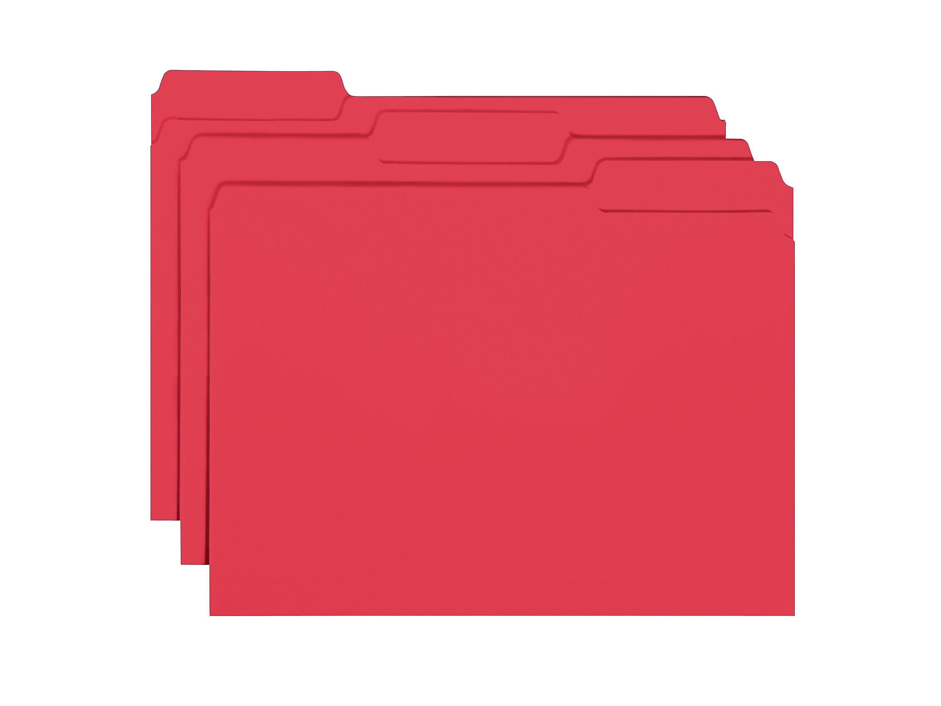 Smead Interior File Folder, 1/3-Cut Tab, Letter Size, Red, 100/Box