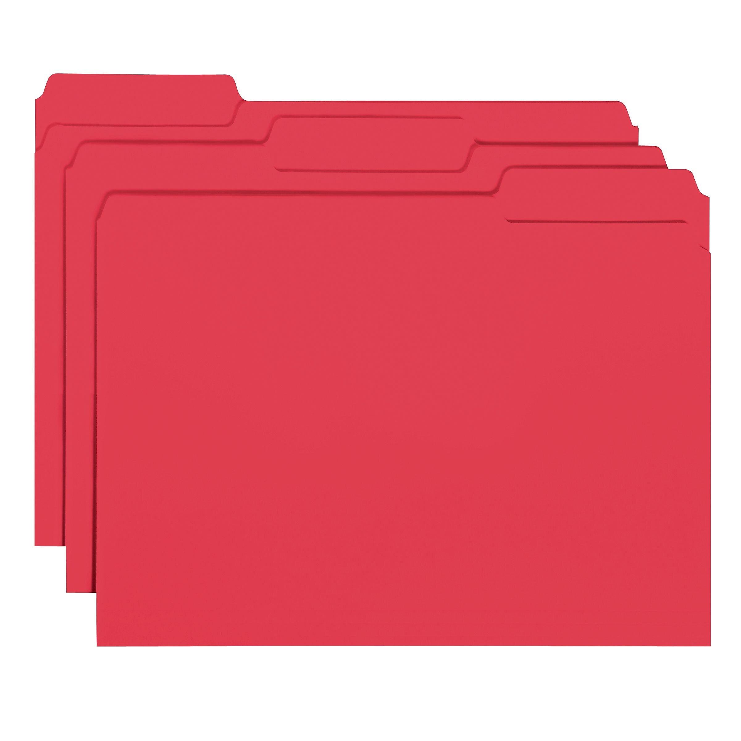 Smead Interior File Folder, 1/3-Cut Tab, Letter Size, Red, 100/Box