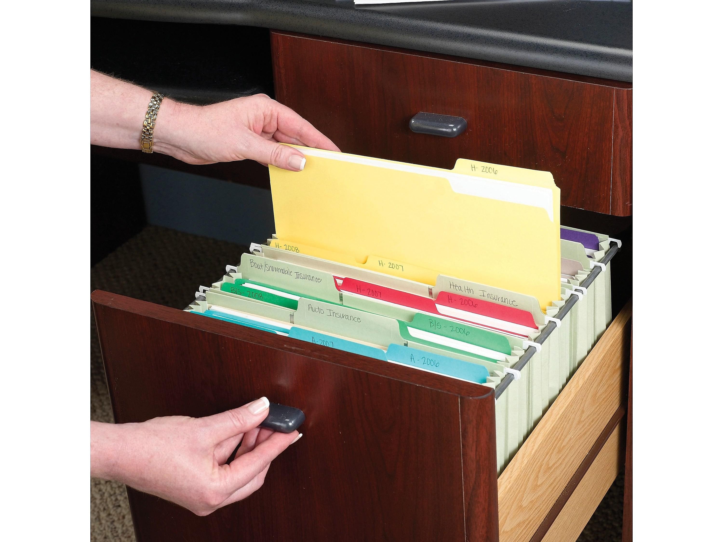 Smead Interior File Folders, 1/3-Cut Tab, Letter Size, Assorted Colors, 100/Box