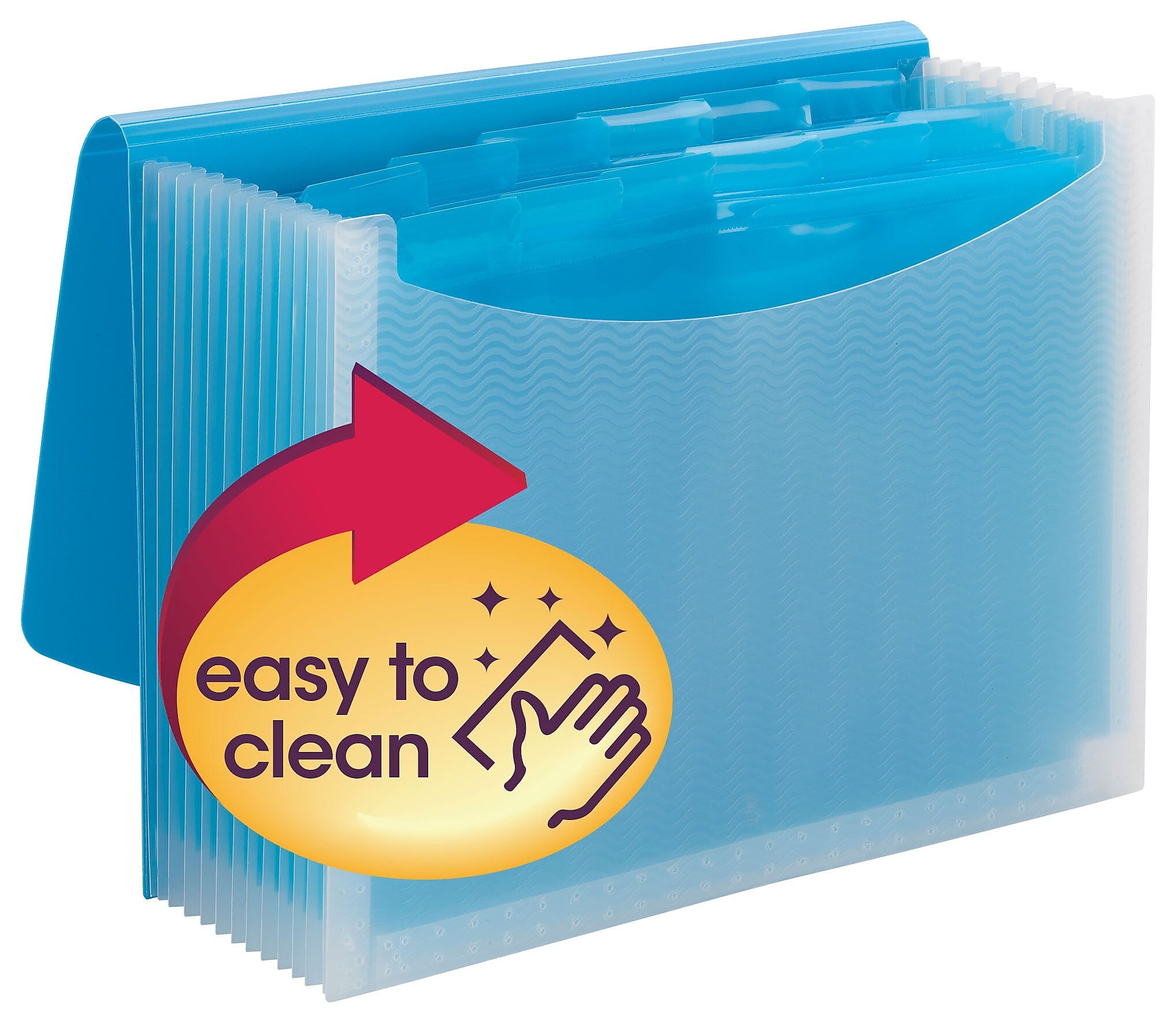 Smead Moisture Resistant Plastic Accordion File, 12-Pocket, Letter Size, Teal/Clear