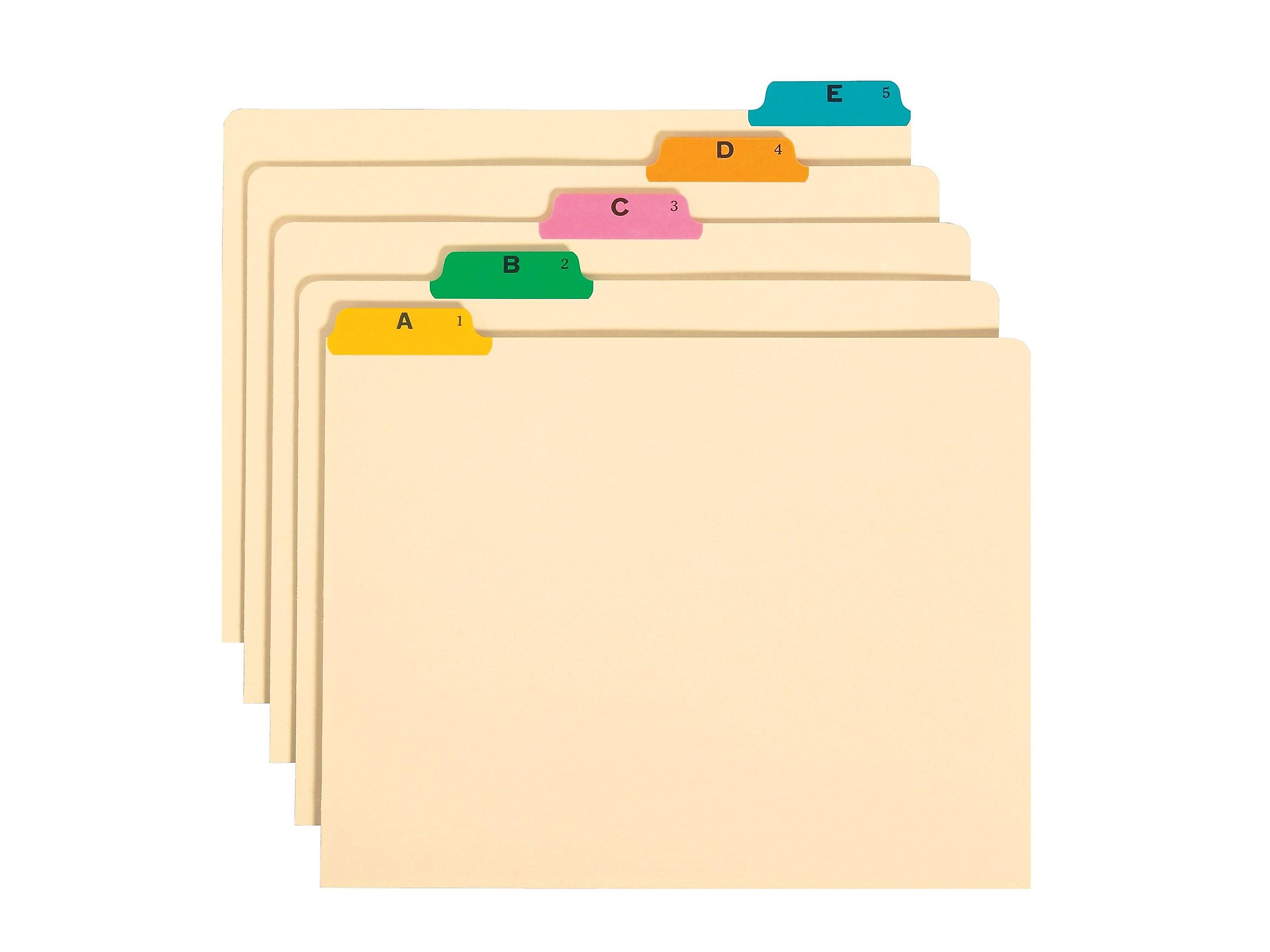 Smead Multicolored Poly Guides, 1/5-Cut Tab , Letter Size, Manila, 25/Set