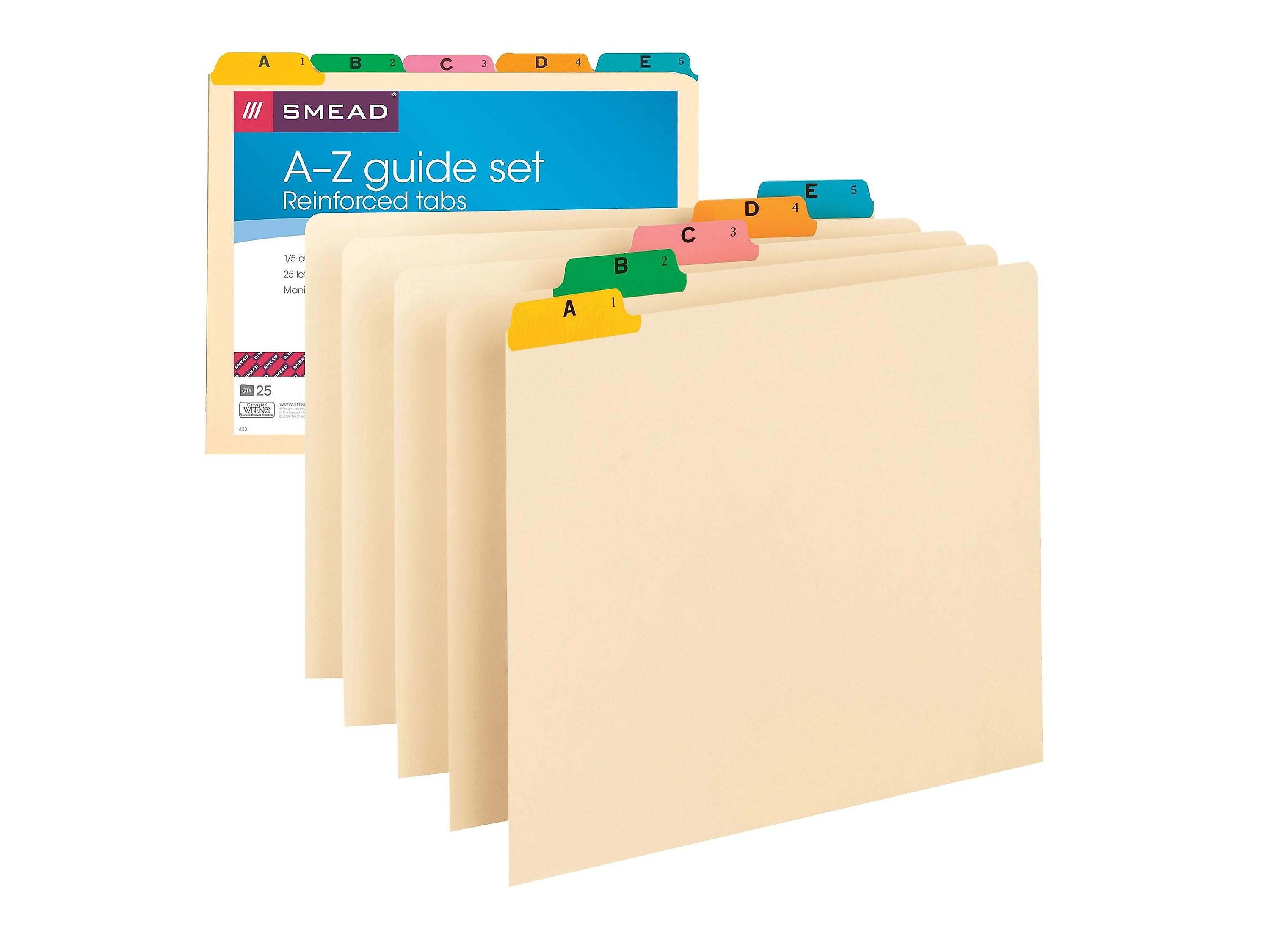 Smead Multicolored Poly Guides, 1/5-Cut Tab , Letter Size, Manila, 25/Set