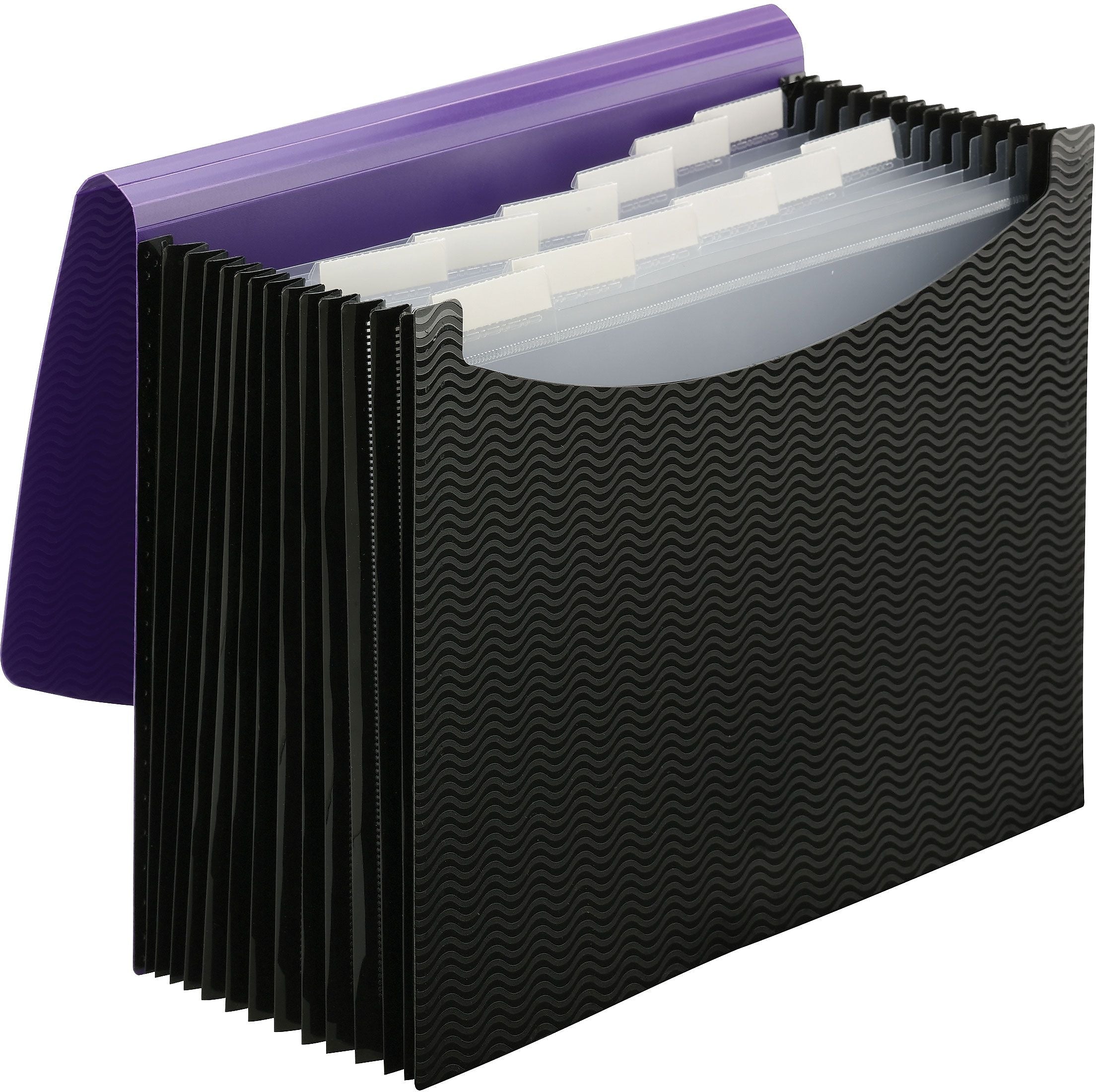 Smead Plastic Accordian File, 12 Pockets, Letter Size, Purple/Black