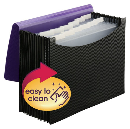 Smead Plastic Accordian File, 12 Pockets, Letter Size, Purple/Black