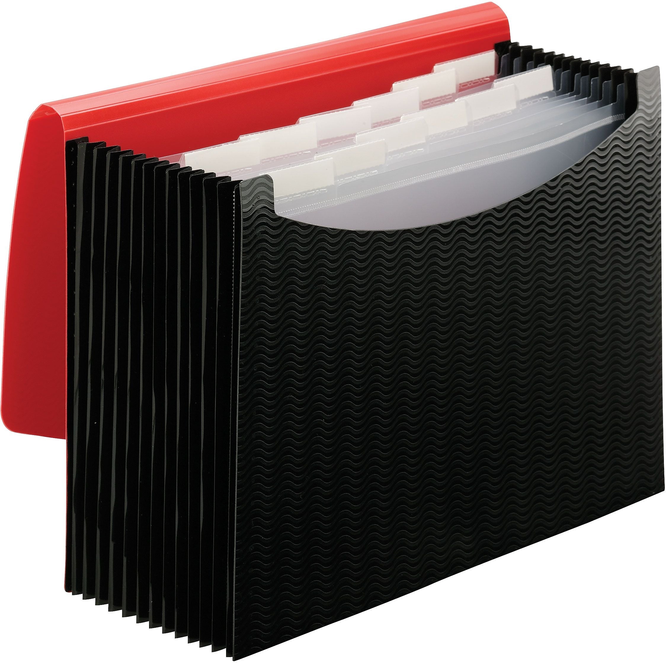 Smead Plastic Accordian File, 12 Pockets, Letter Size, Red/Black