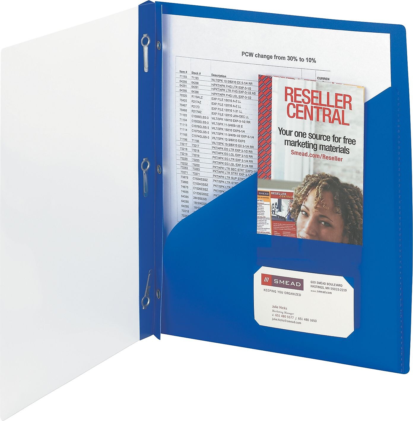 Smead Poly 3-Prong Report Cover, Letter Size, Blue, 5/Pack