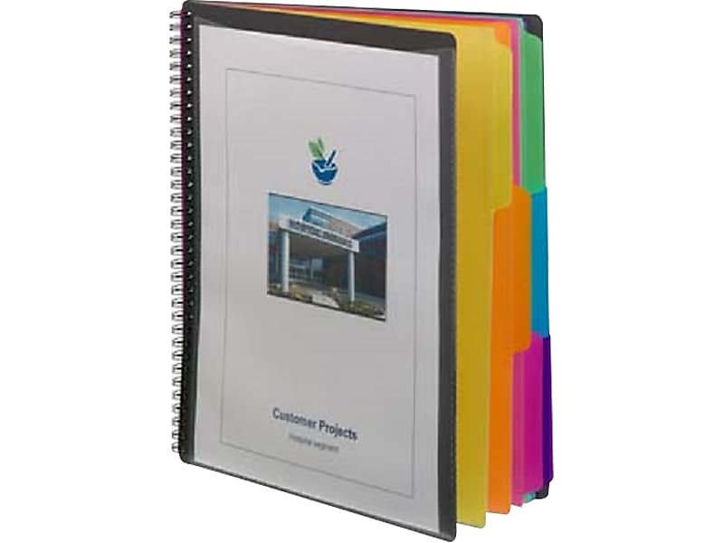 Smead Poly Project Letter Size Solid Cover Presentation Book, Gray/Bright Colors