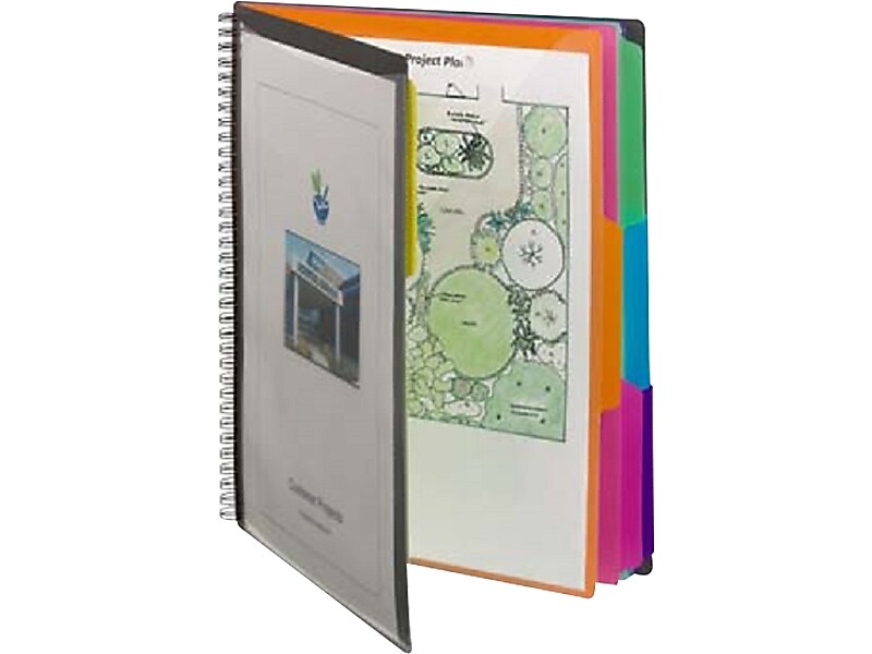 Smead Poly Project Letter Size Solid Cover Presentation Book, Gray/Bright Colors
