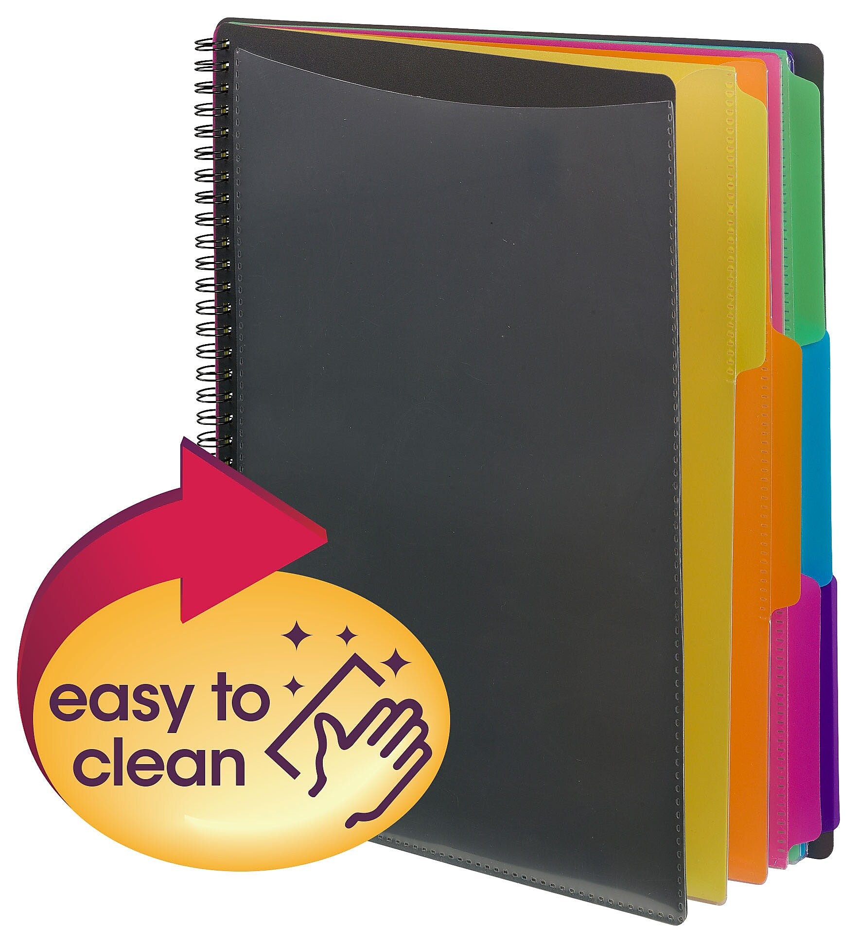 Smead Poly Project Letter Size Solid Cover Presentation Book, Gray/Bright Colors