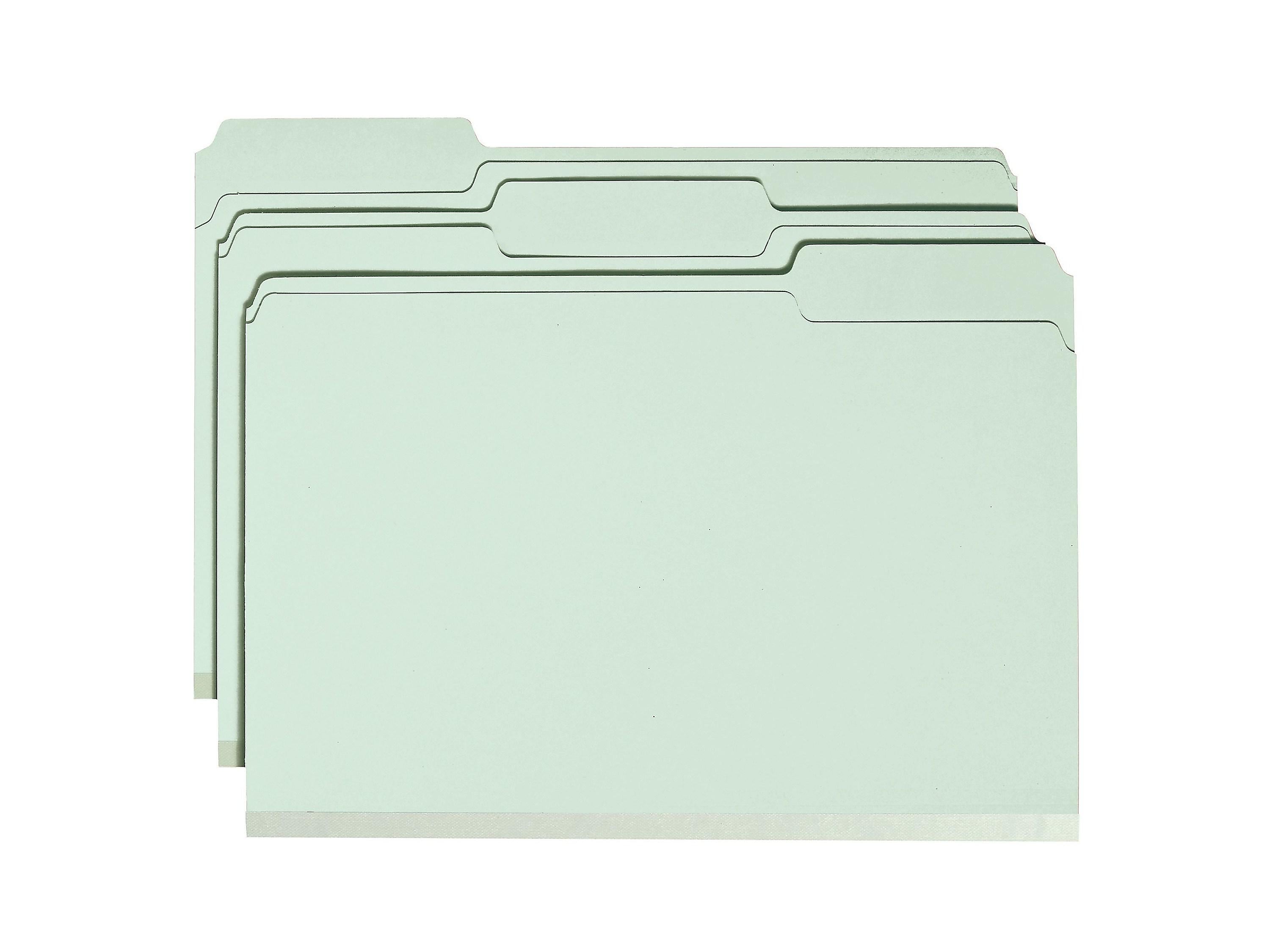 Smead Pressboard Classification Folders with SafeSHIELD Fasteners, 1/3-Cut Tab, Legal Size, Gray/Green, 25/Box