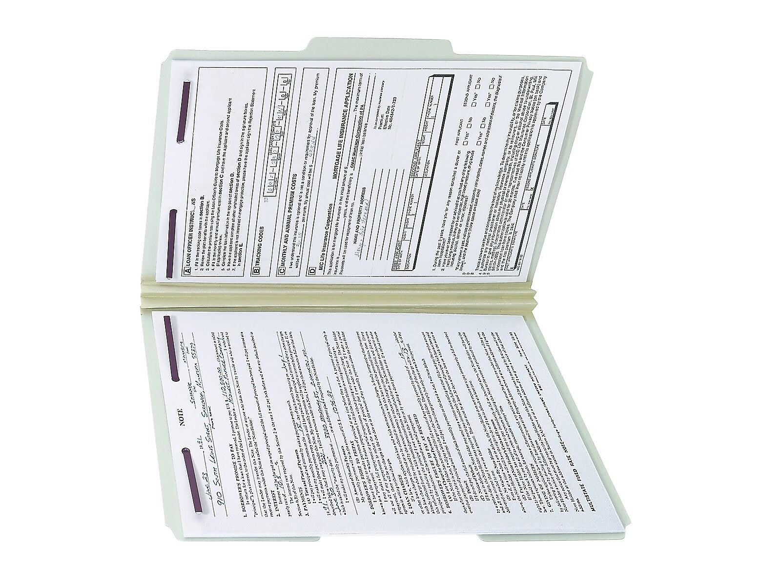 Smead Pressboard Classification Folders with SafeSHIELD Fasteners, 1/3-Cut Tab, Legal Size, Gray/Green, 25/Box