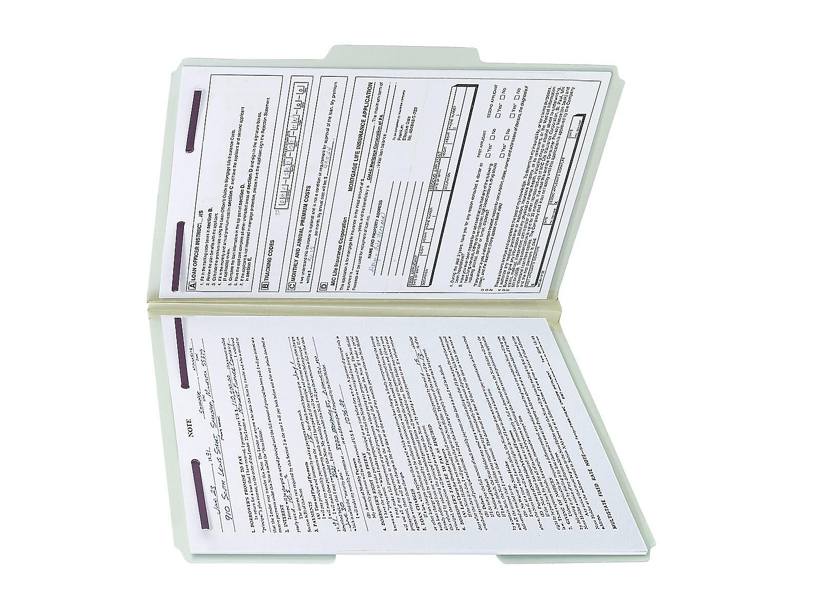 Smead Pressboard Classification Folders with SafeSHIELD Fasteners, 1/3-Cut Tab, Legal Size, Gray/Green, 25/Box